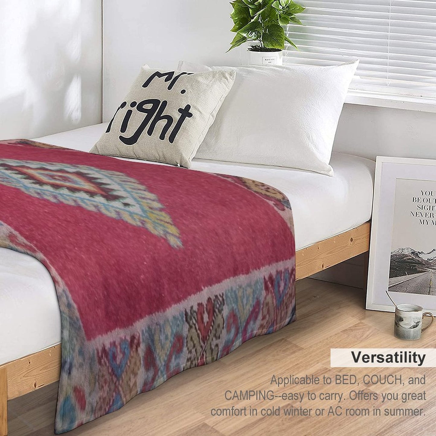 Vintage Moroccan Turkish Rug-Kelim Ethnic Woven Aztec Oriental Carpet Eco-conscious Throw Blanket