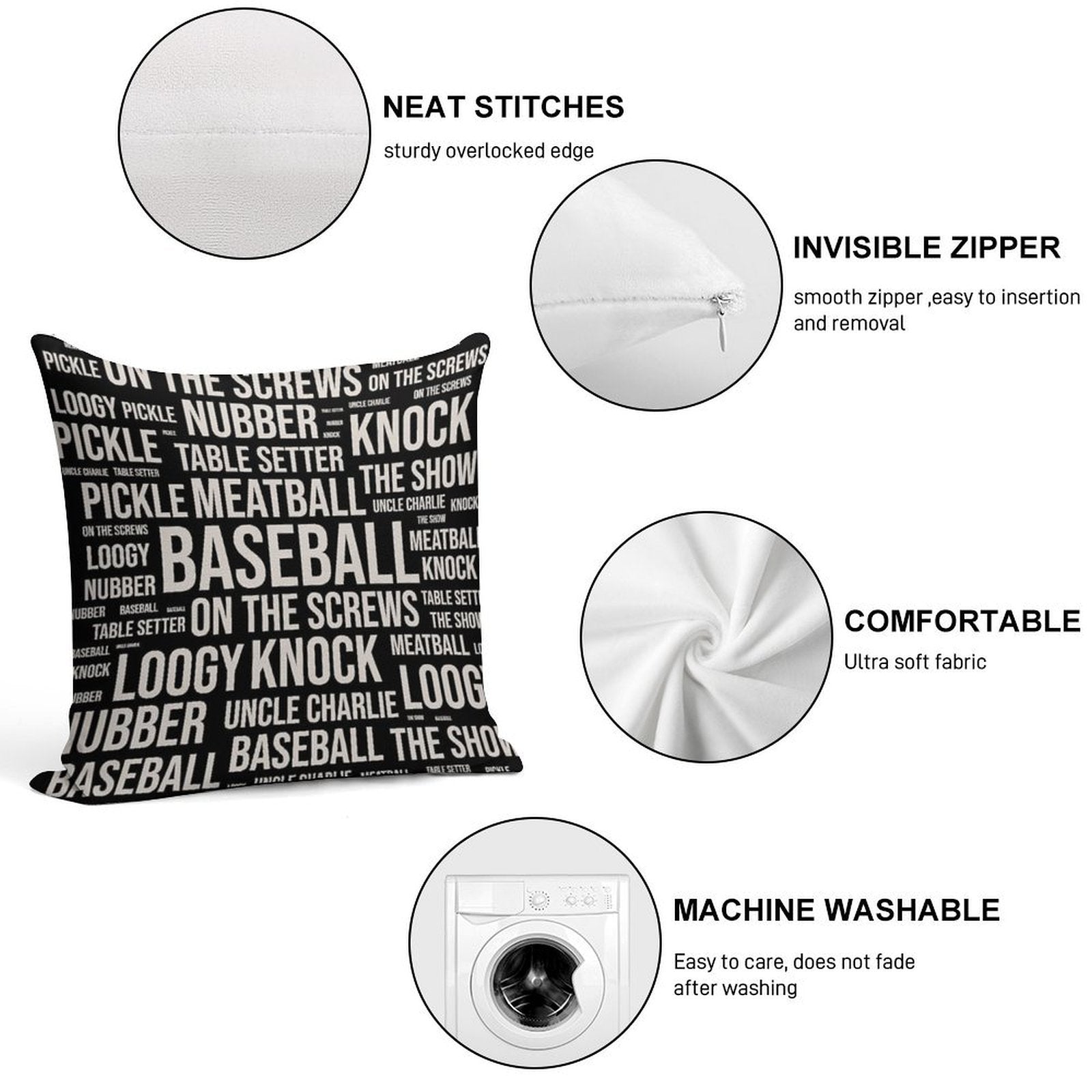 Baseball Sport Gifts Soft High-Density Material Throw Pillow