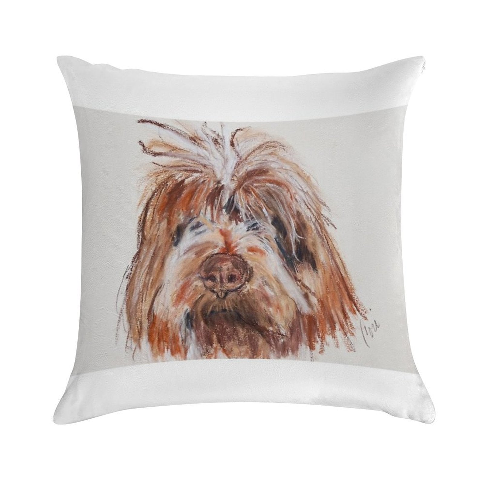 Wirehaired Pointing Griffon Dog Art Soft Luxury Feel Throw Pillow