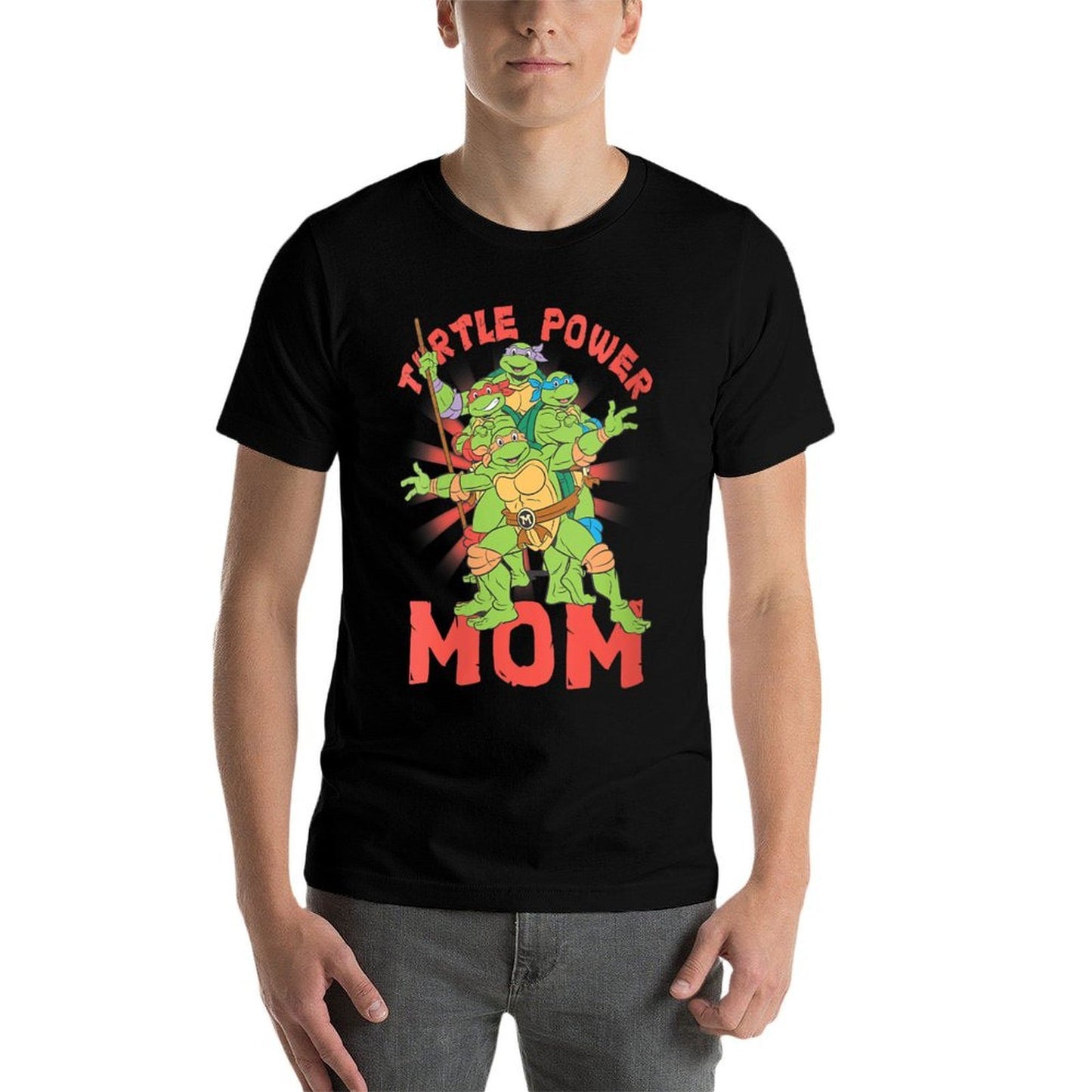Teenage Mutant Ninja Turtles Mom Turtle Power Poster Ribbed Collar T-Shirt