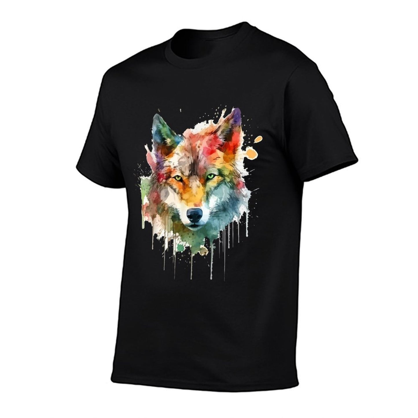 Wolf Head Watercolor Polyester Blend T-Shirt