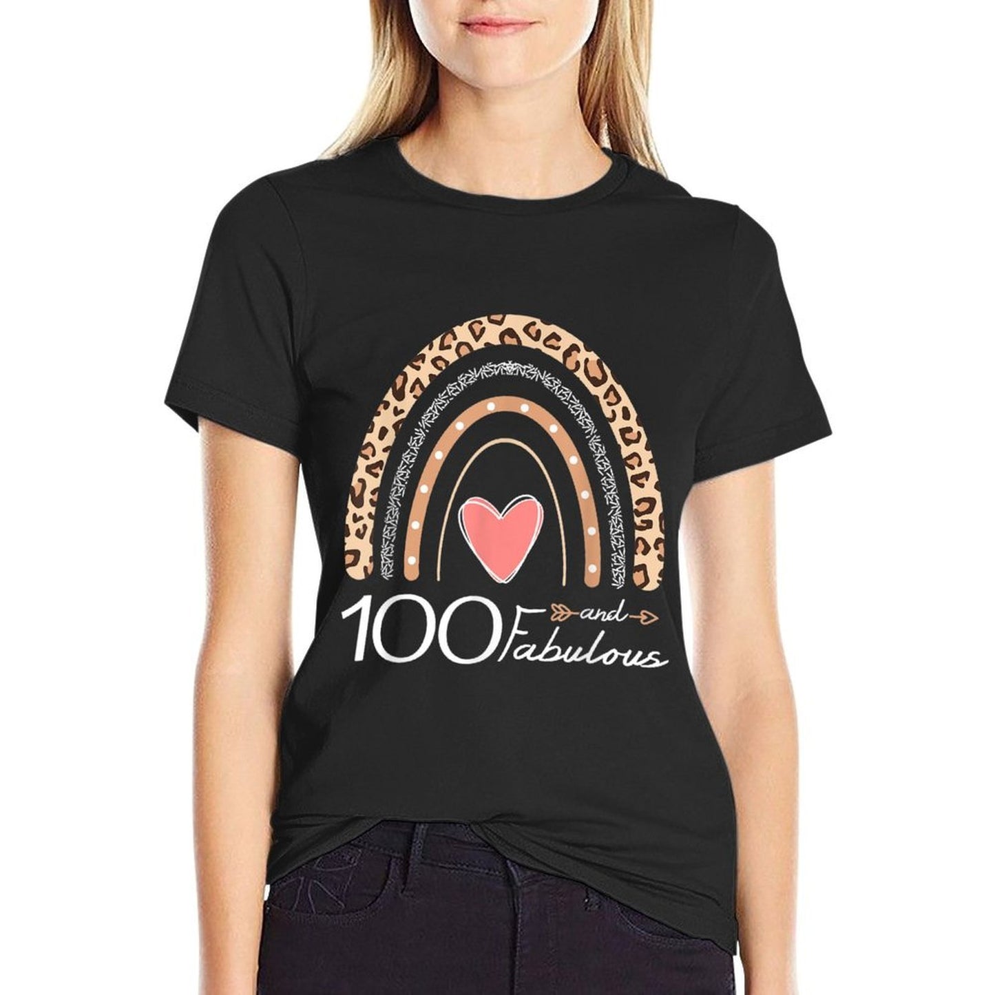 100 And Fabulous Boho Rainbow Funny 100th Birthday Slim-fit Cut T-Shirt