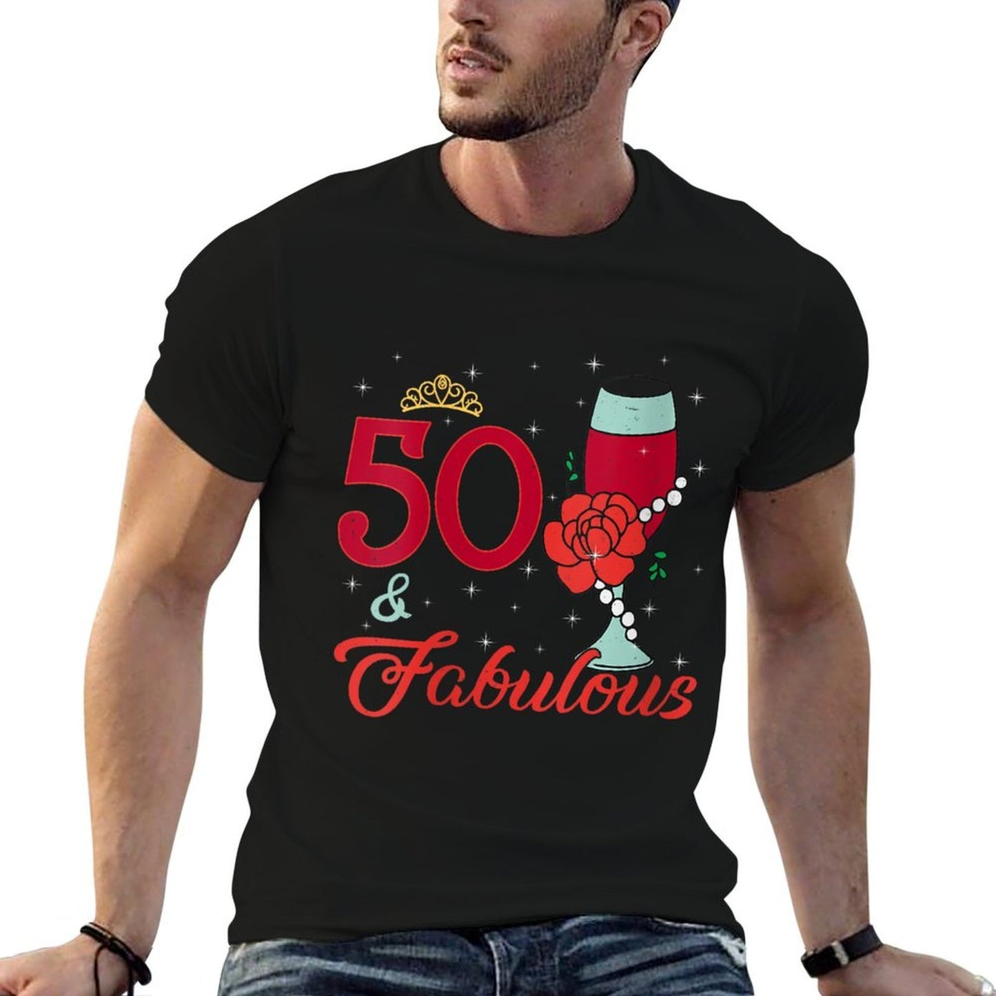 Womens 50th Birthday Decorations Women 50 And Fabulous 50 Year Old Graphic-printed T-Shirt