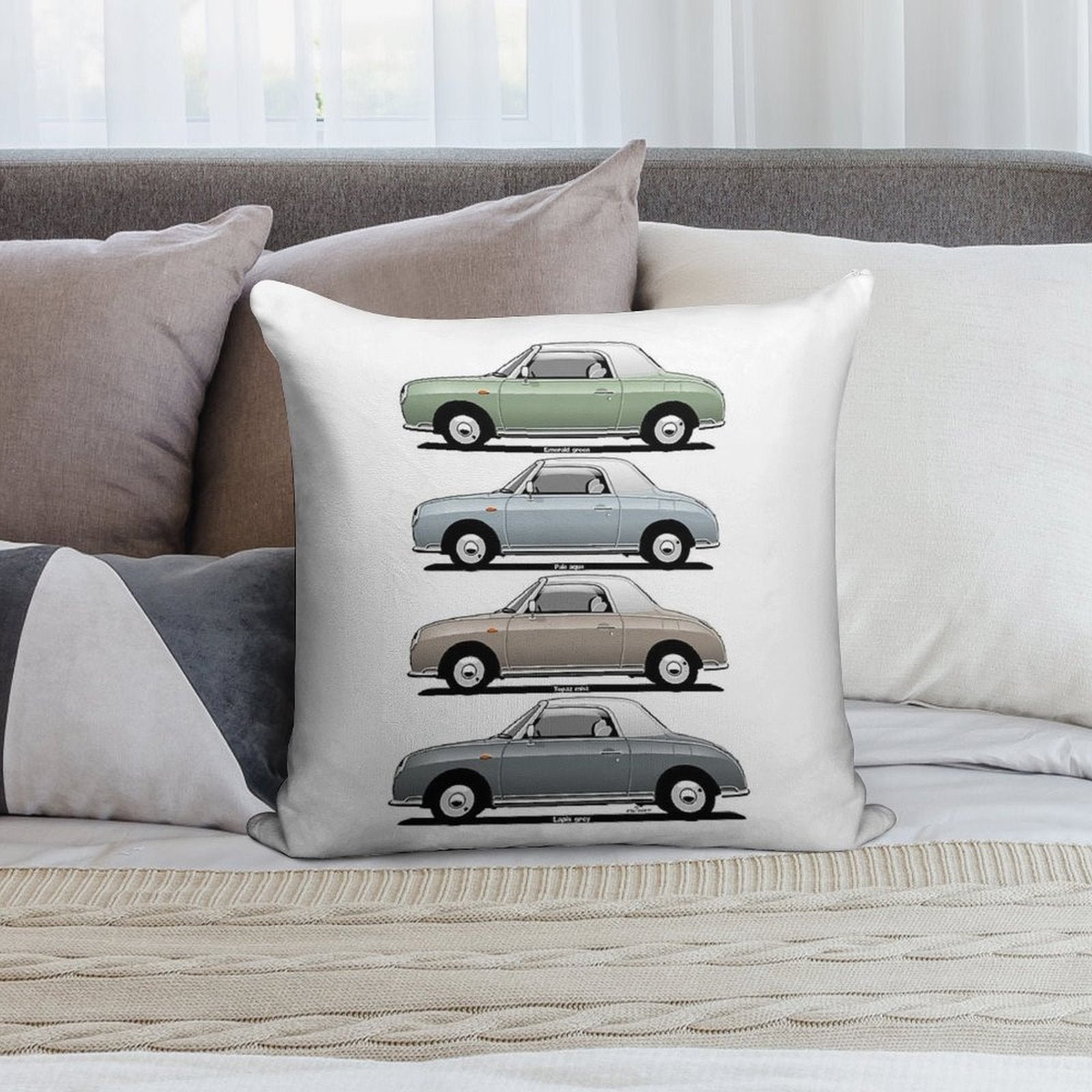 Nissan Figaro Side View Soft Gift Ready Throw Pillow