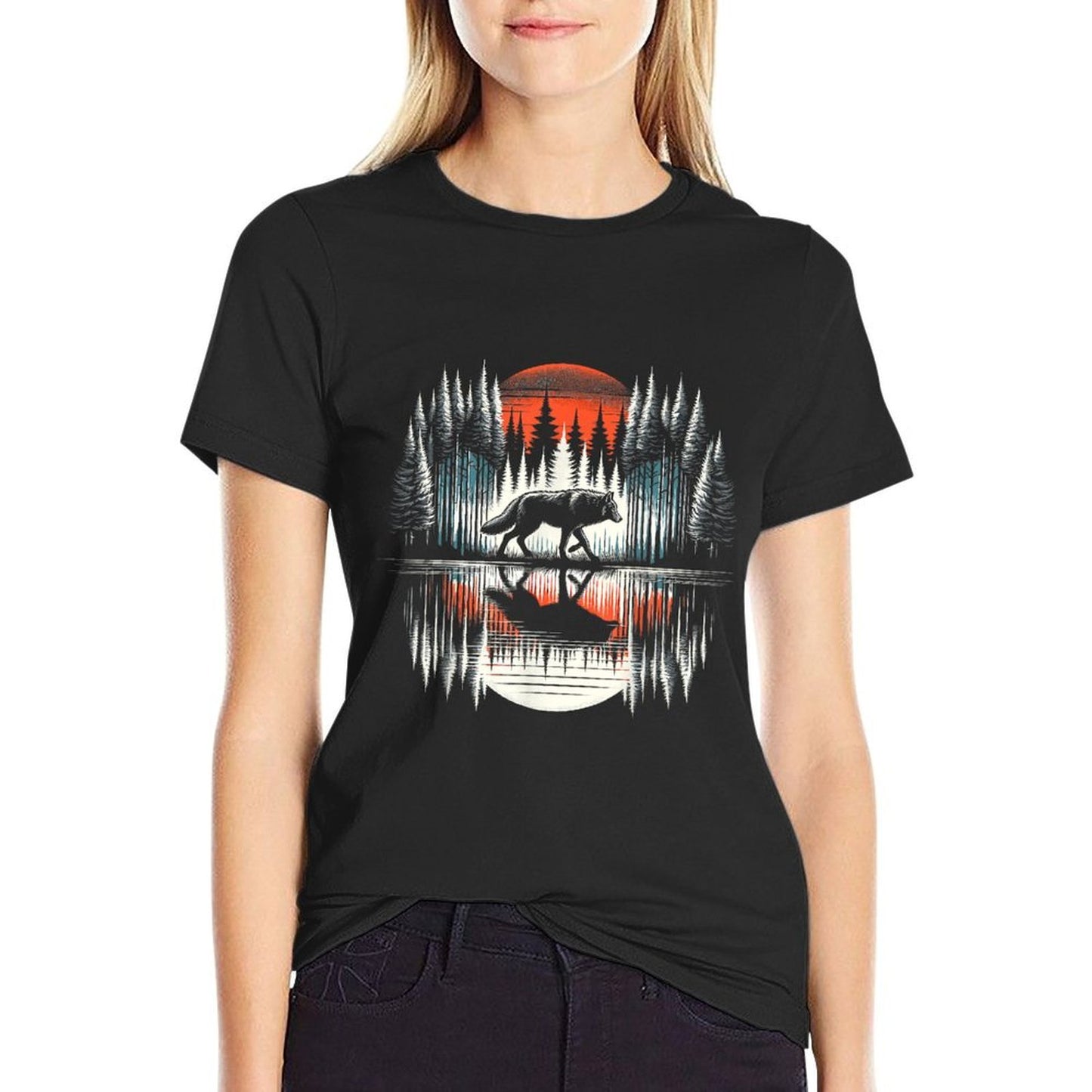 Wolf Forest Nature Wildlife Cotton T-Shirt