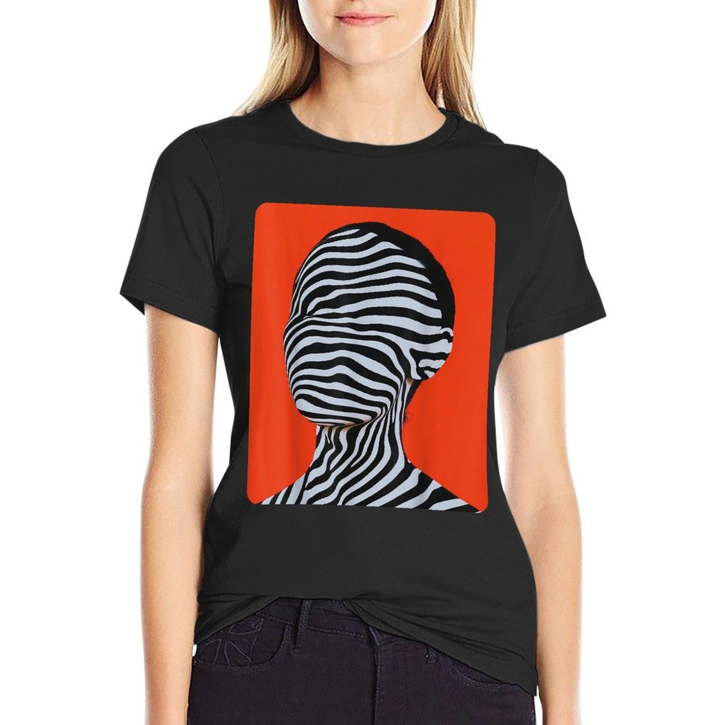 Womens Abstract High-quality Stitching T-Shirt