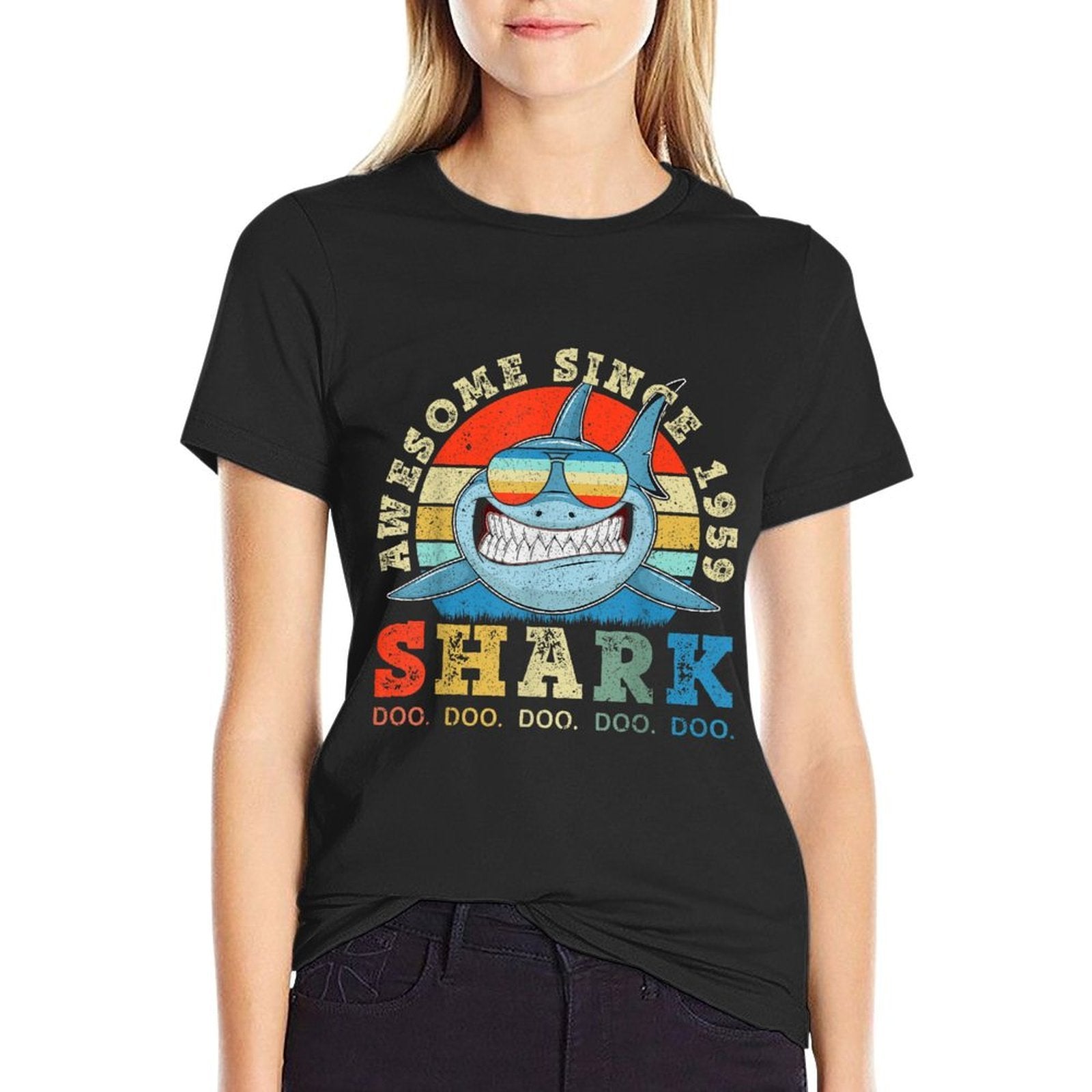 Shark Awesome 1959 60th Birthday Gifts 60 Years Old  Vintage-inspired T-Shirt