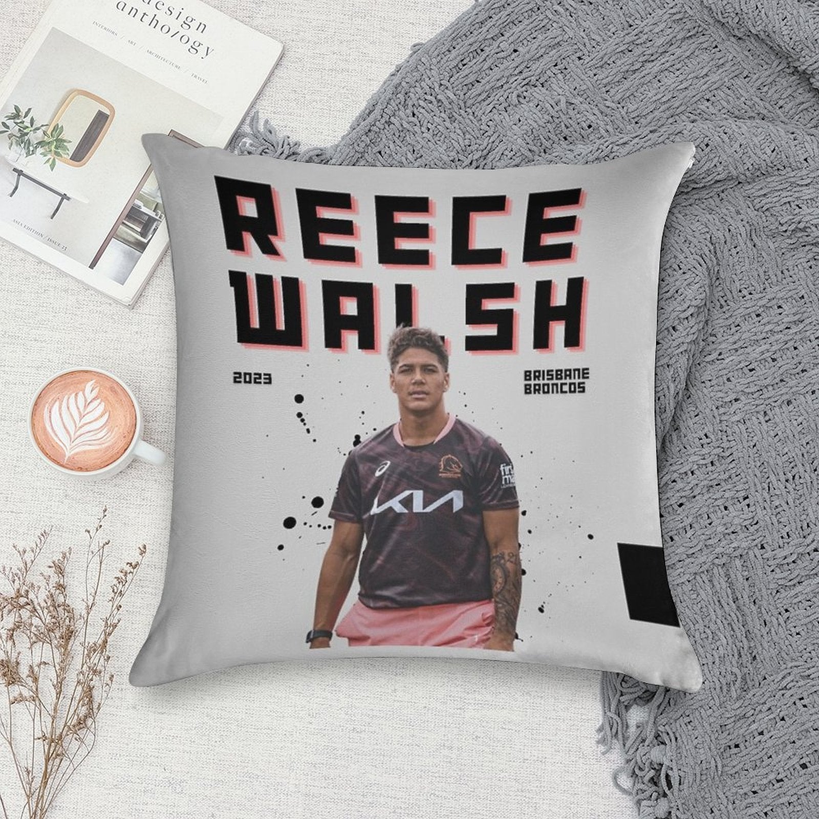 Reece Walsh Broncos Soft Reinforced Edging Throw Pillow