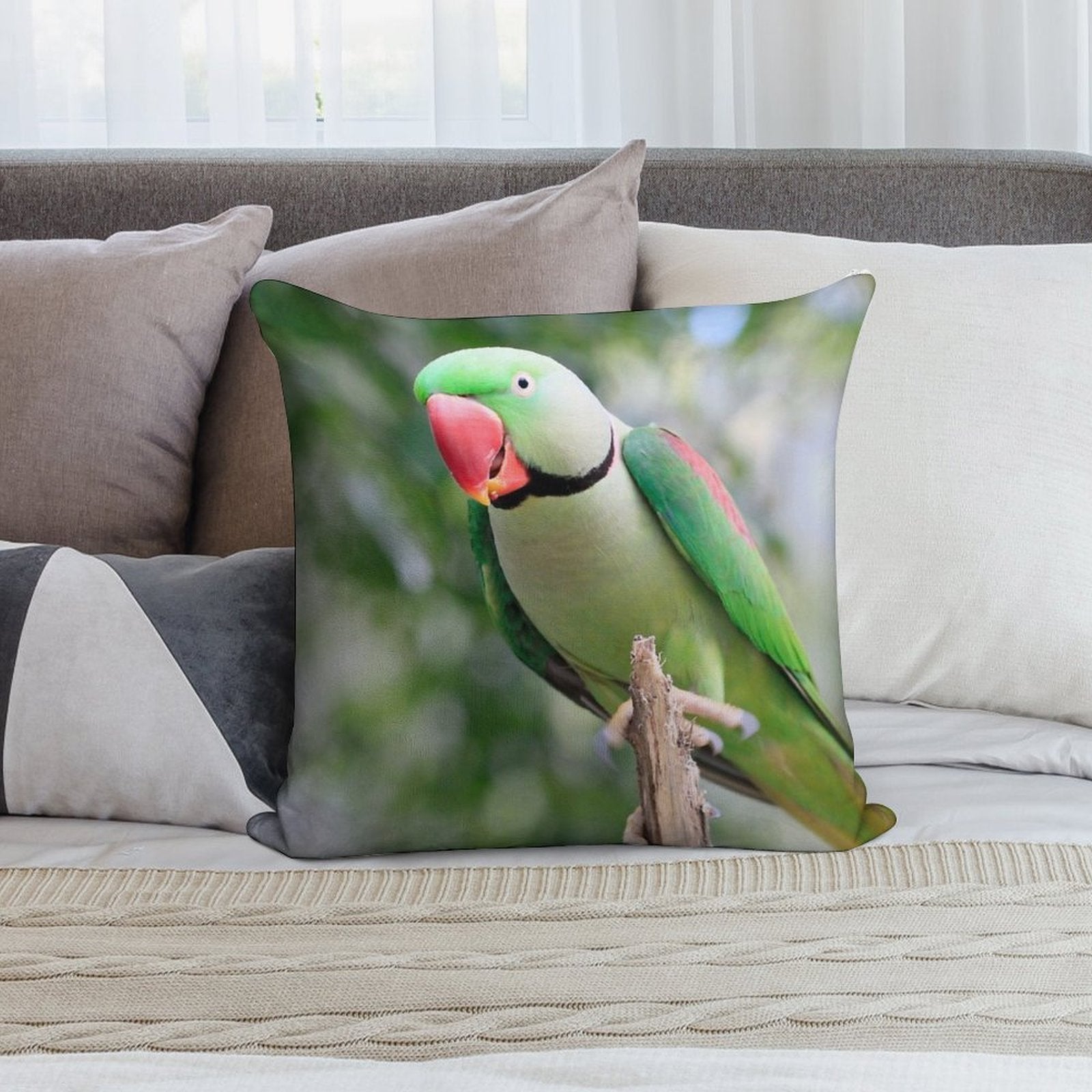 Alexandrine Parrot Soft Ultra-Soft Texture Throw Pillow