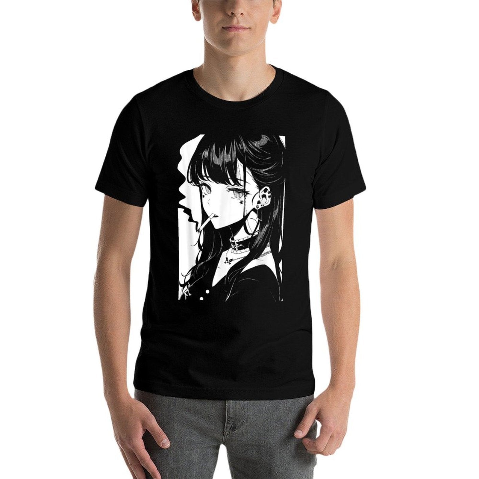 Anime Horror Girl Aesthetic Soft Grunge Waifu Japanese Otaku  Graphic-printed T-Shirt