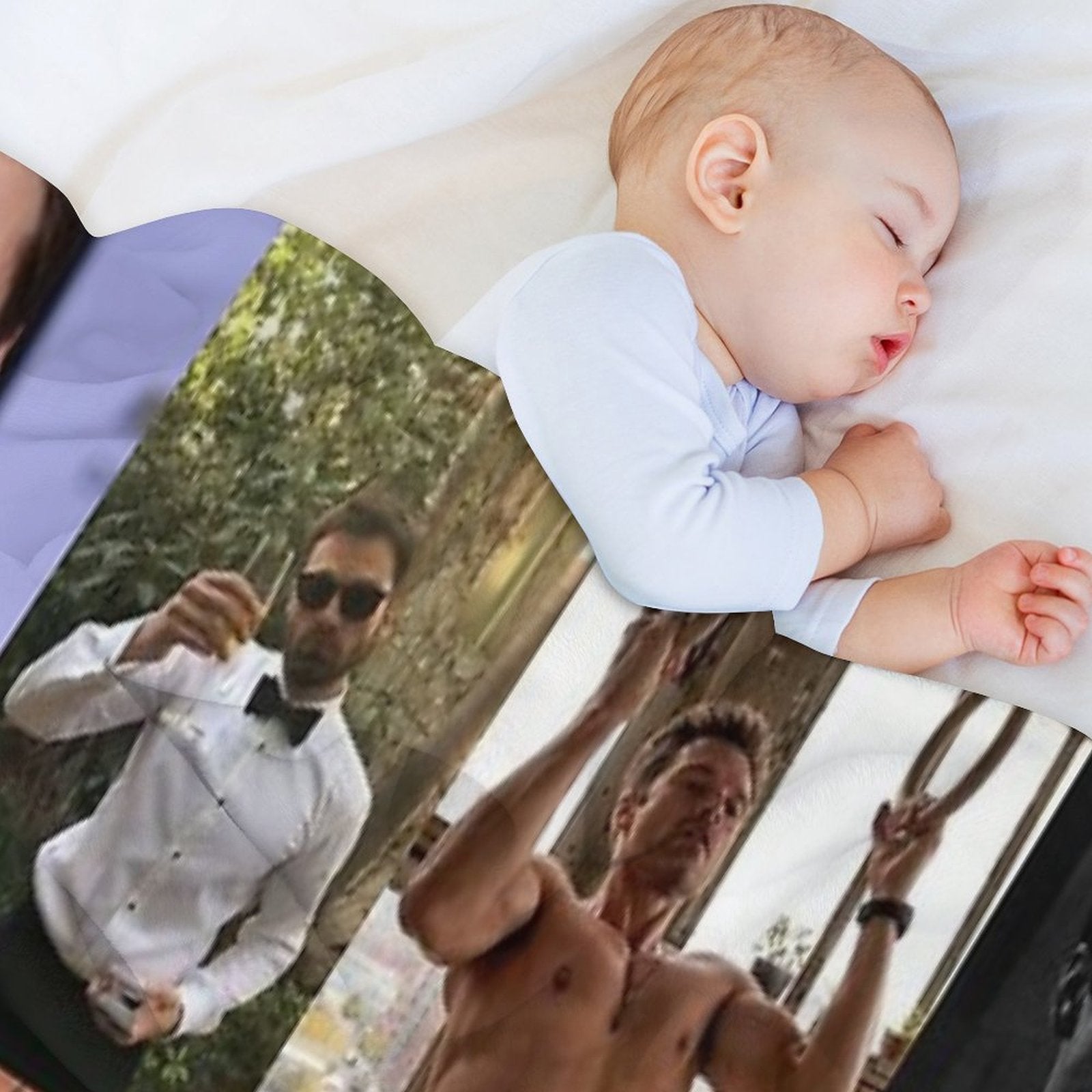 Sebastian Stan Pic Collage Lightweight Throw Blanket