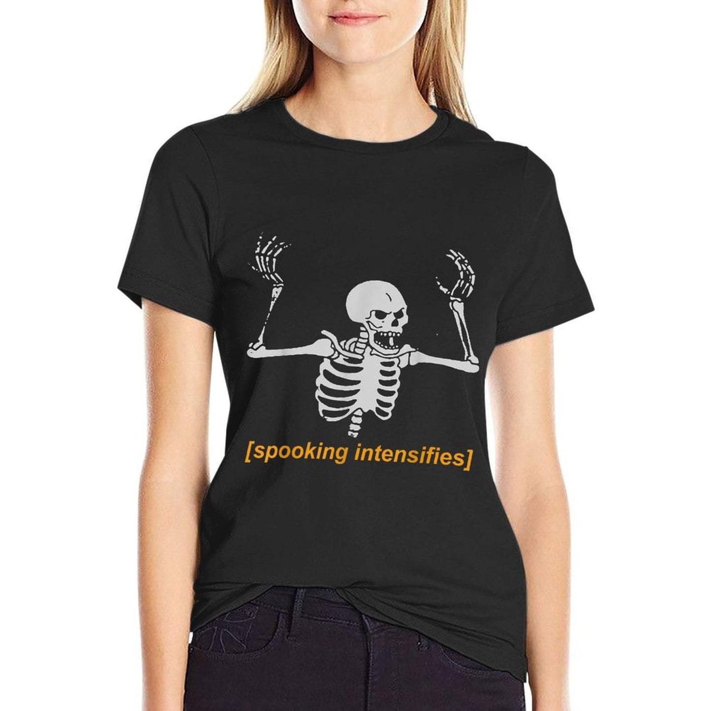 Spooking Intensifies Spooky Scary Skeleton Meme Graphic-printed T-Shirt