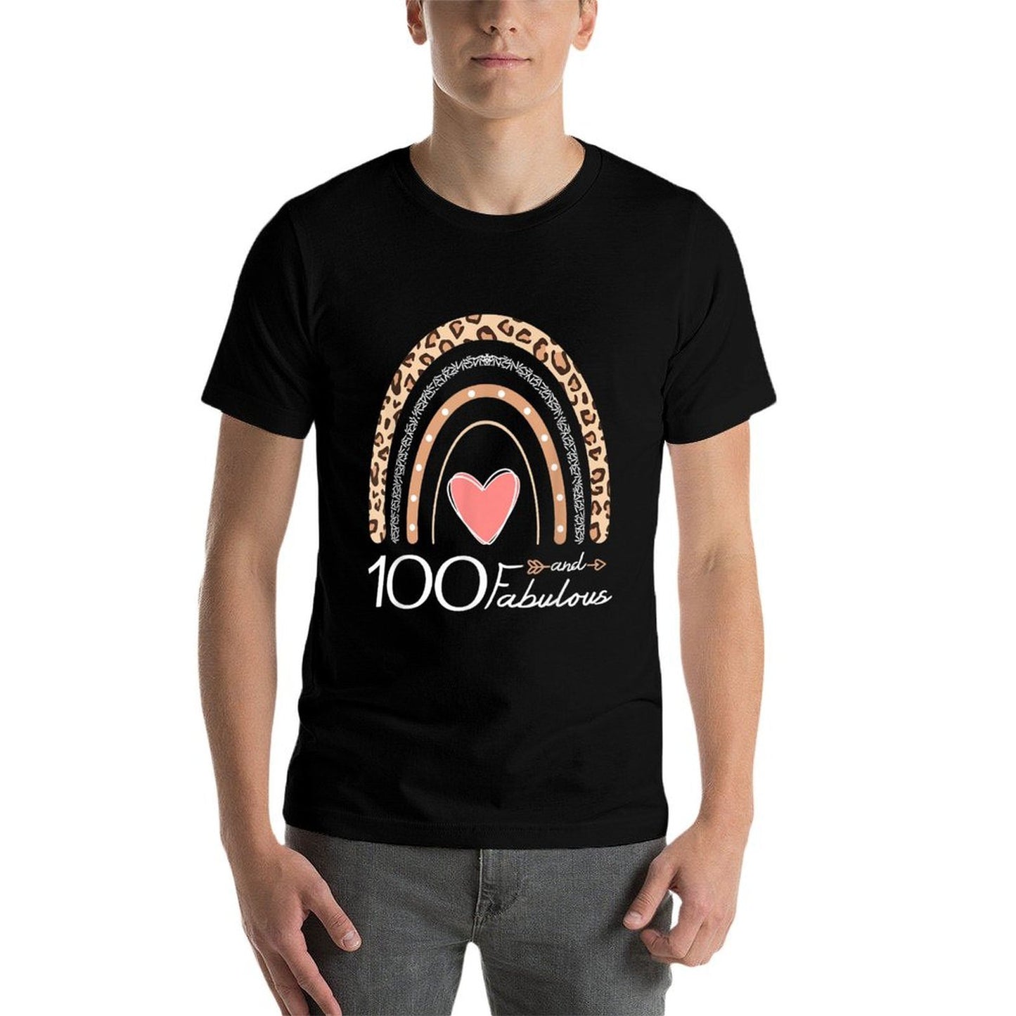 100 And Fabulous Boho Rainbow Funny 100th Birthday Slim-fit Cut T-Shirt