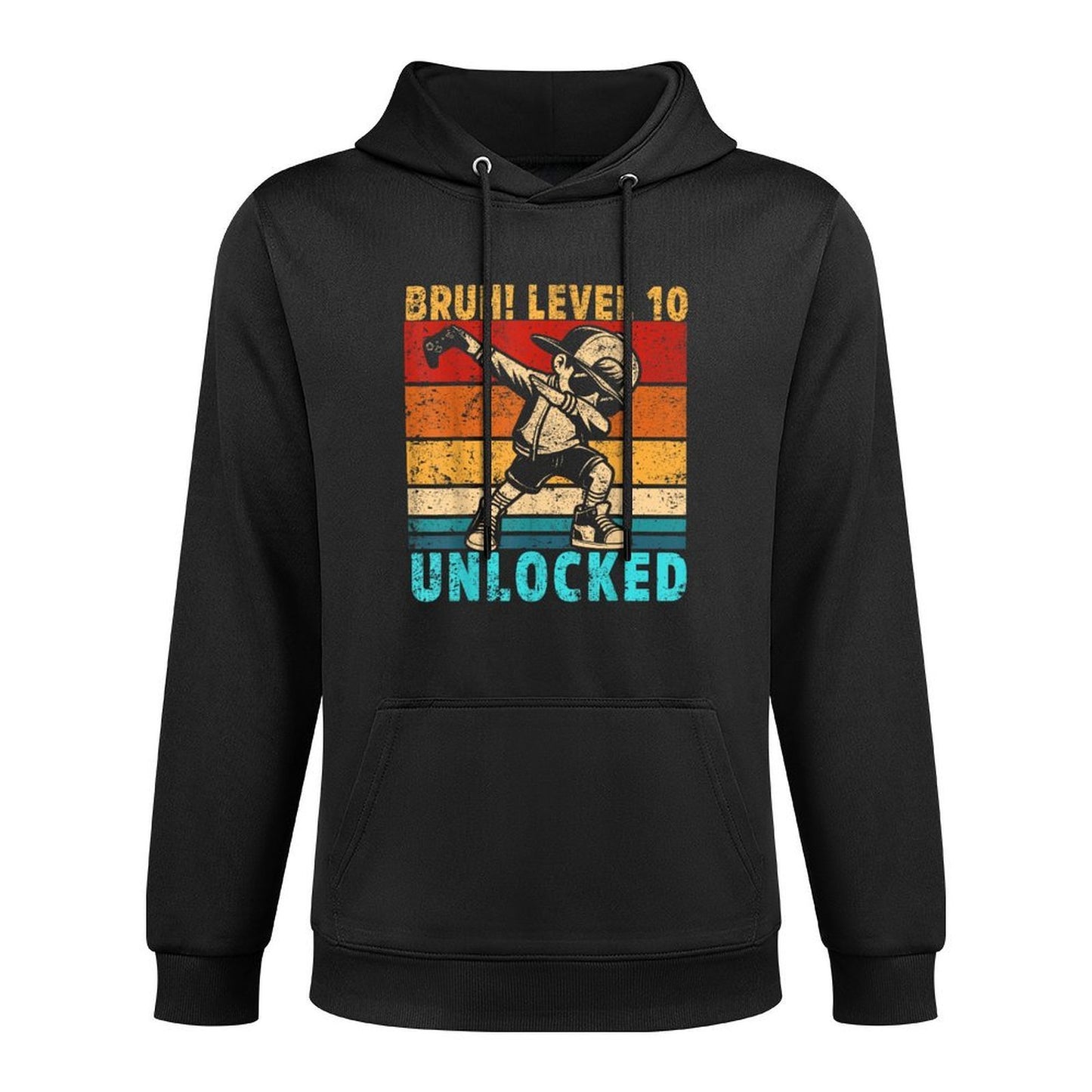 10 Year Old Birthday Dabbing Boy Bruh 10th Level Unlocked Kangaroo Pocket Hoodie