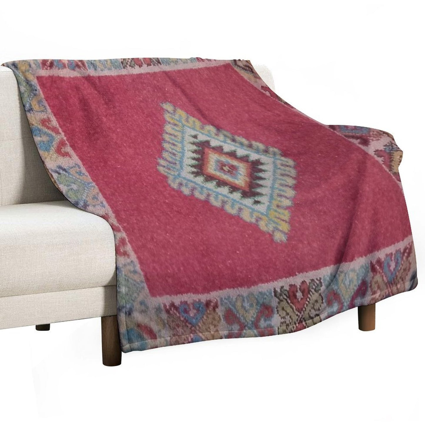 Vintage Moroccan Turkish Rug-Kelim Ethnic Woven Aztec Oriental Carpet Eco-conscious Throw Blanket