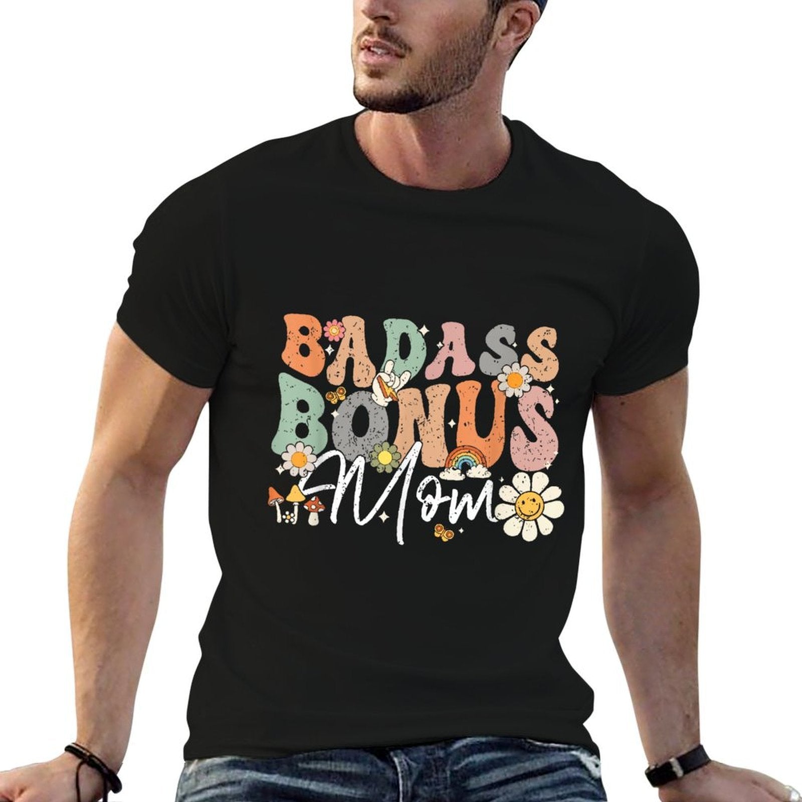 Badass Bonus Mom Funny Step Mom Mother's Day  Eco-friendly Material T-Shirt