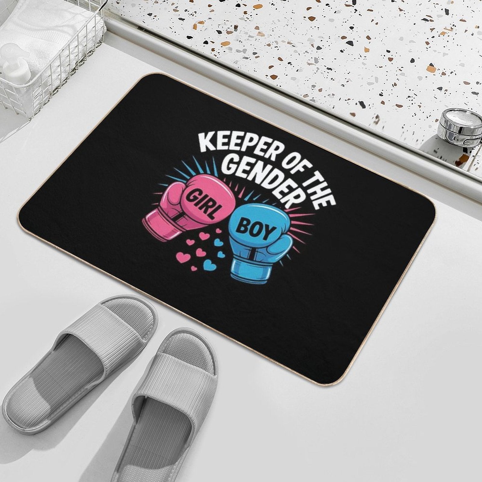 Gender Reveal Party Keeper Of Gender Boxing Pink Or Blue  Rapid-Drying Bath Mat