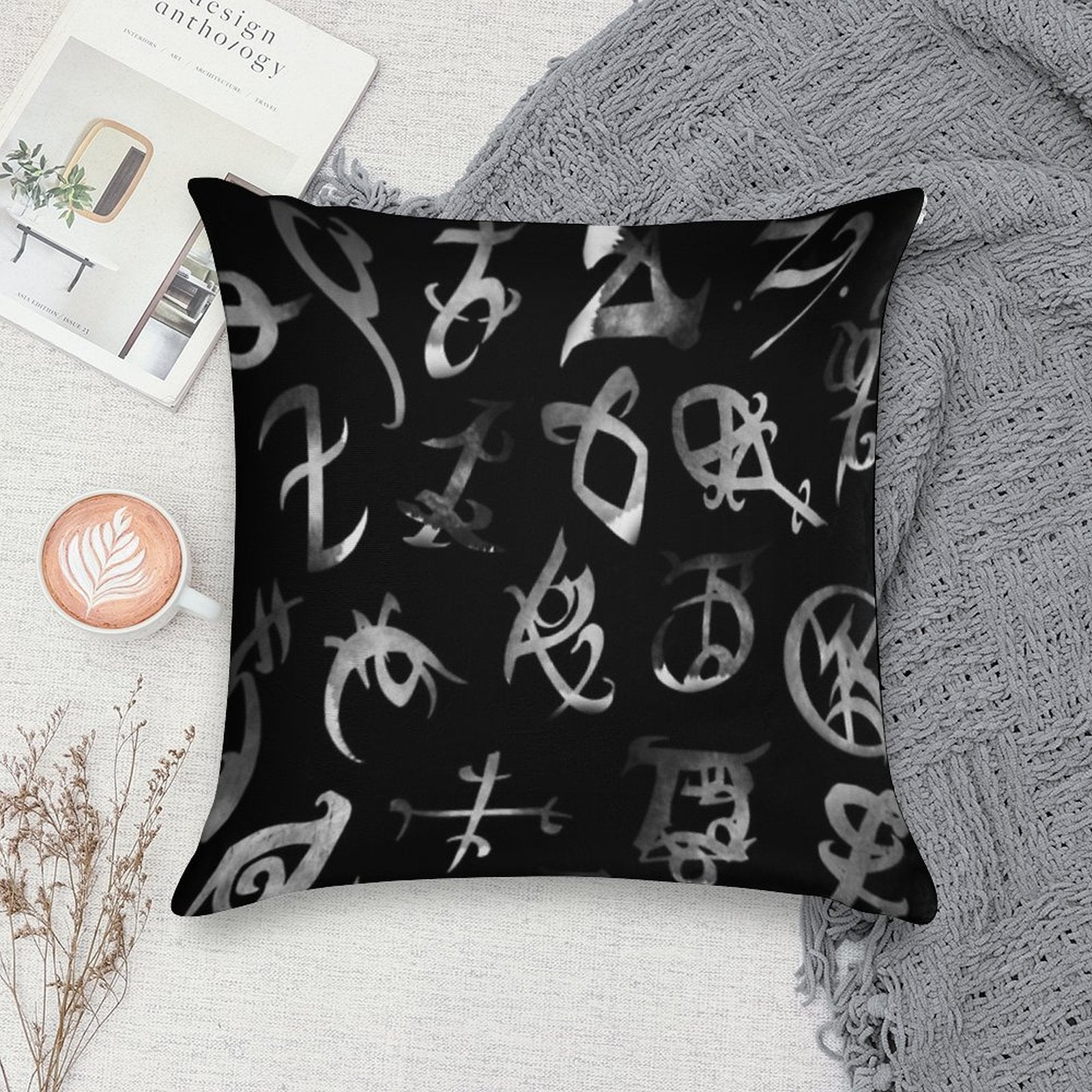 Silver Runes Soft Anti-Pilling Throw Pillow