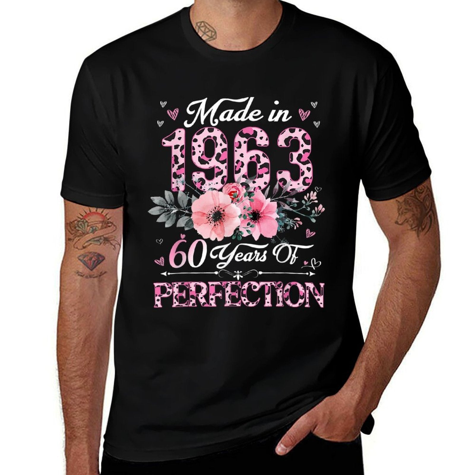 Made In 1963 Leopard Print 60 Years Old 60th Birthday Gifts  Summer-ready Fabric T-Shirt