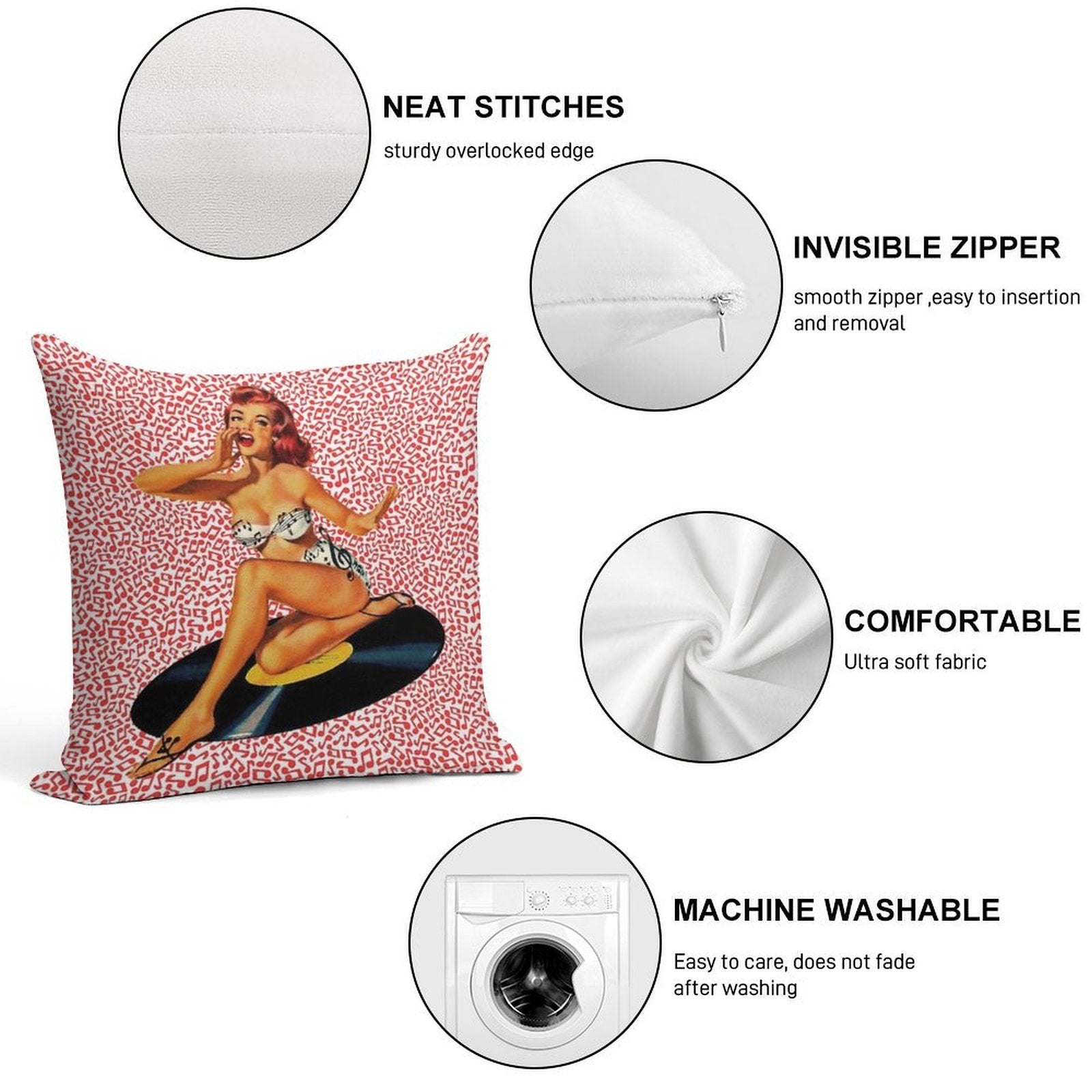 Rockabilly Goddess Soft Warmth Comfort Throw Pillow