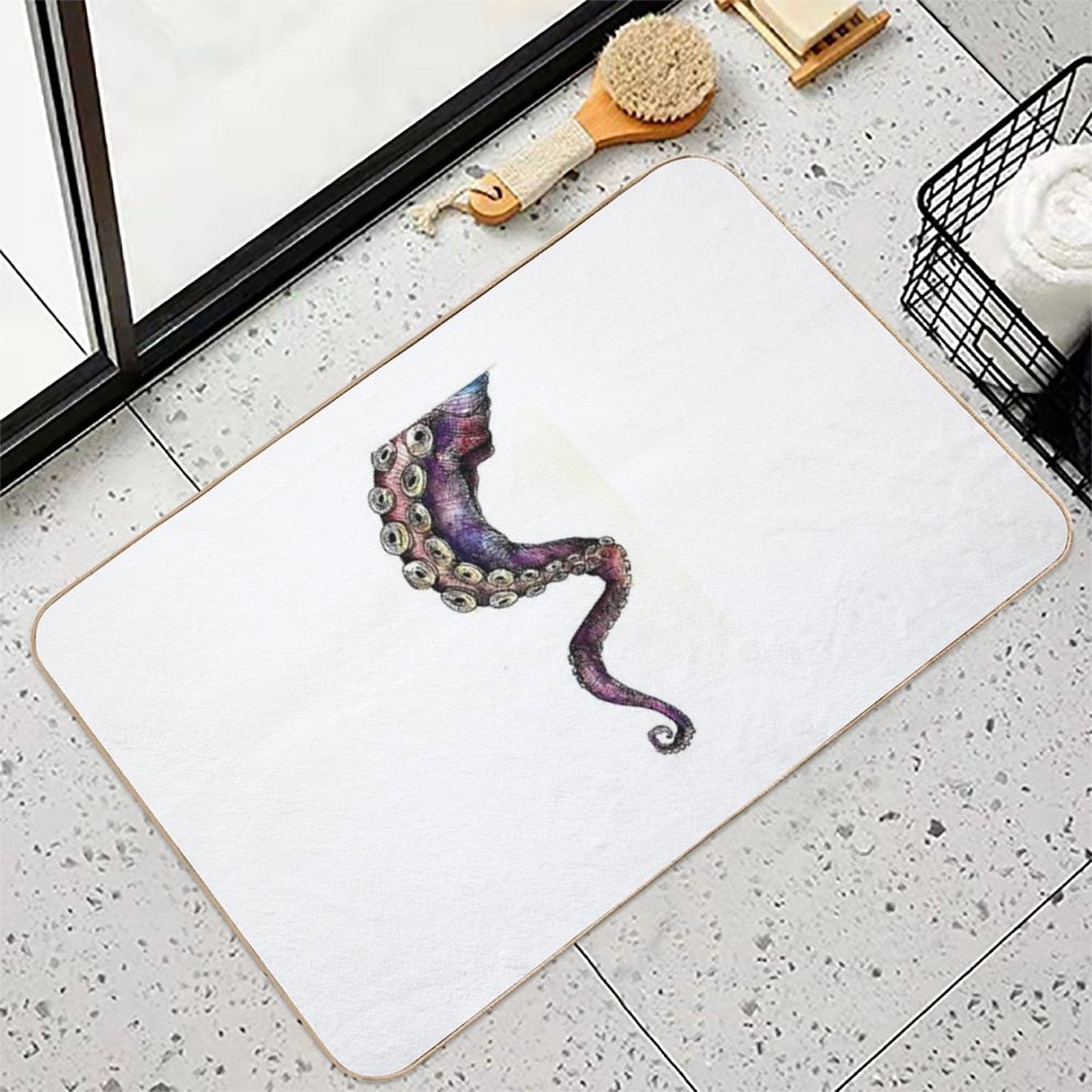 Octopus Tentacle - Watercolour Durable Bath Mat