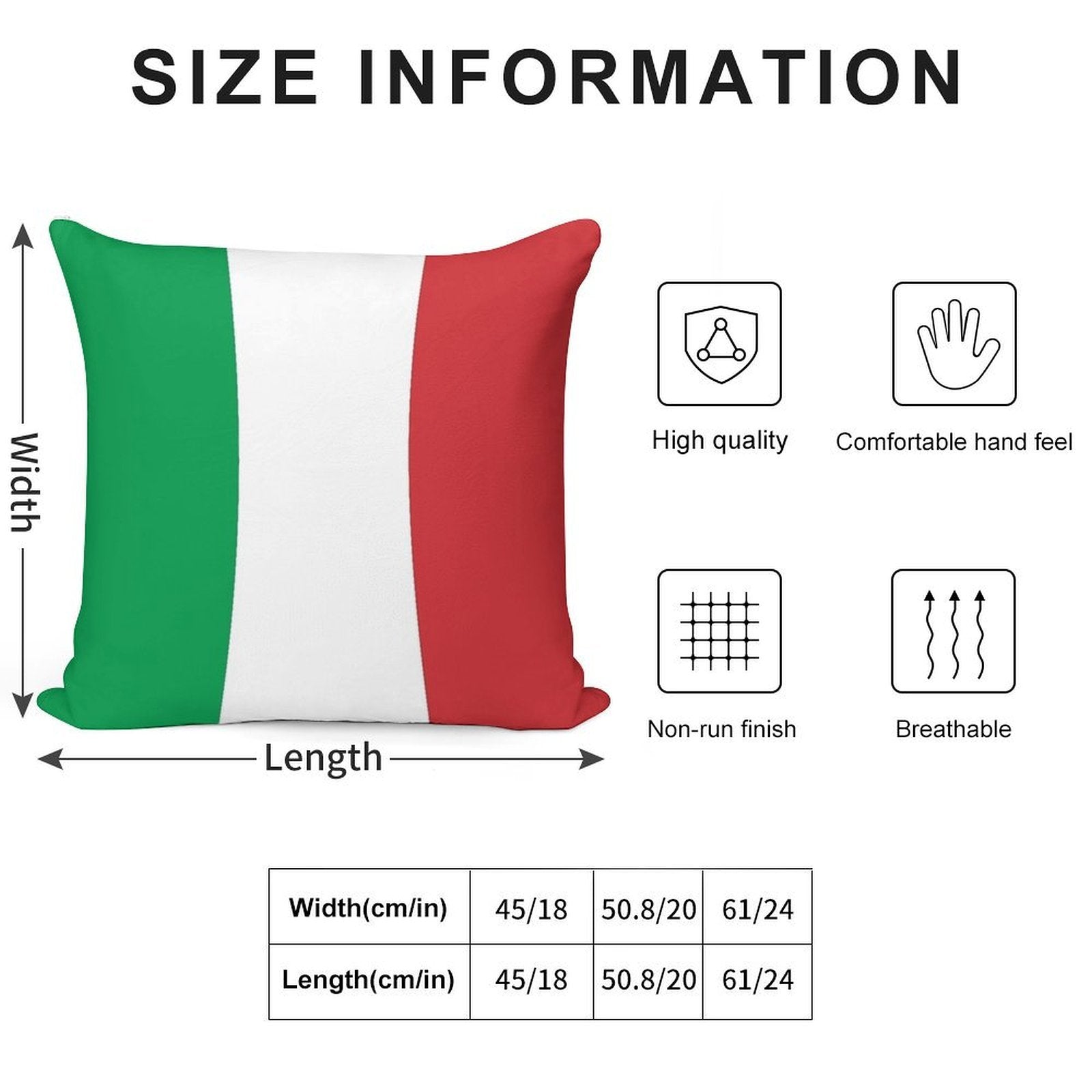 Flag of Italy - Italian Flag Soft Fade-Resistant Throw Pillow