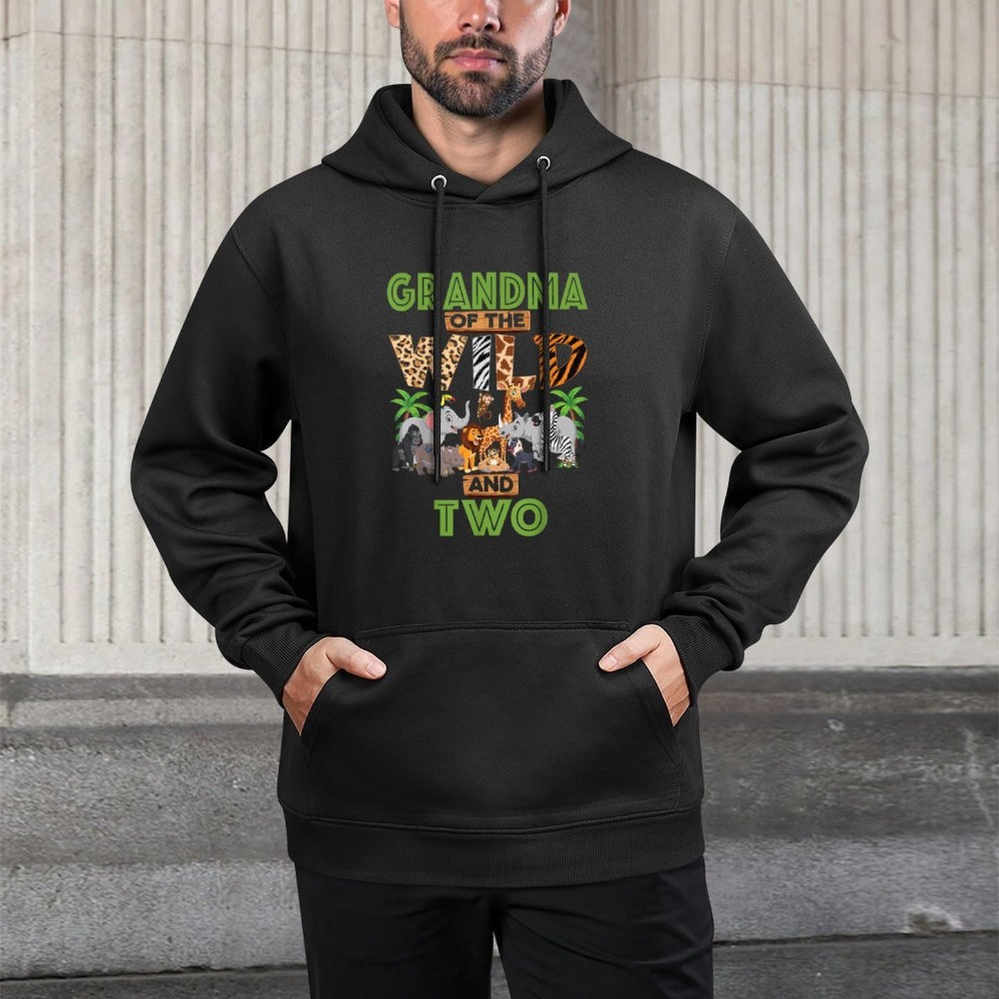 2nd Birthday Zoo Safari Jungle Grandma Of The Wild And Two Breathable Fabric Hoodie