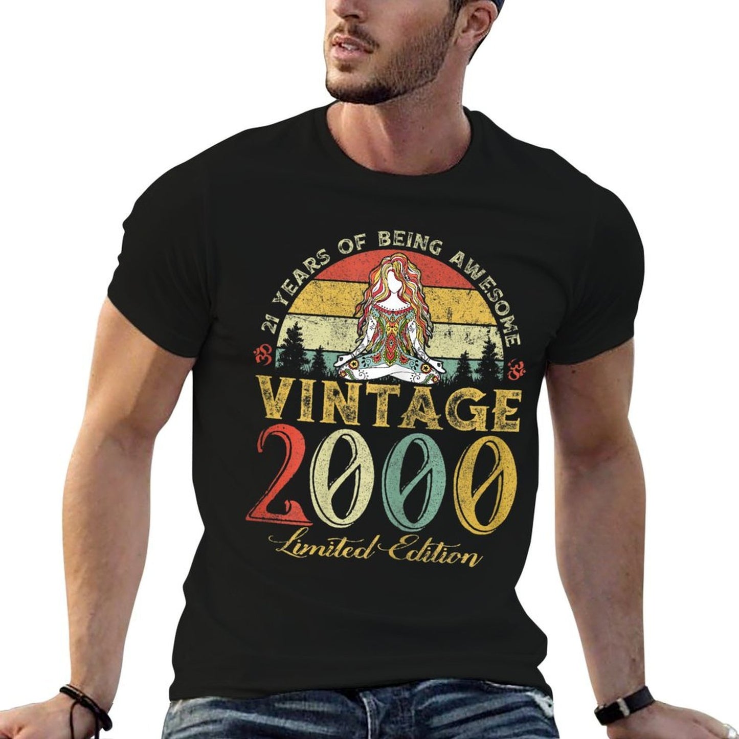 Womens Vintage 2000 Sunset 21 Years Old Witch 21st Birthday Gift Easy-care T-Shirt