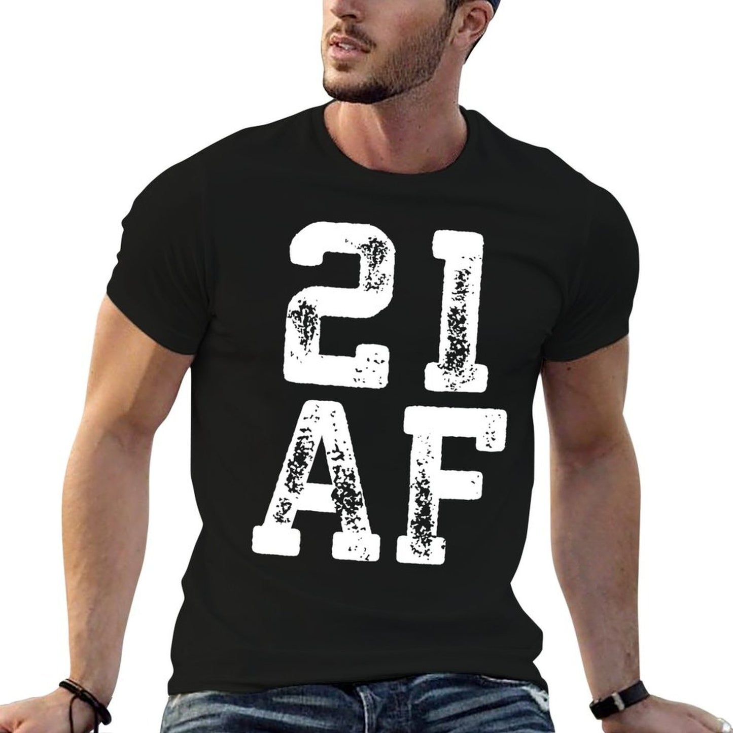 21 AF Legal 21st Birthday Ribbed Collar T-Shirt