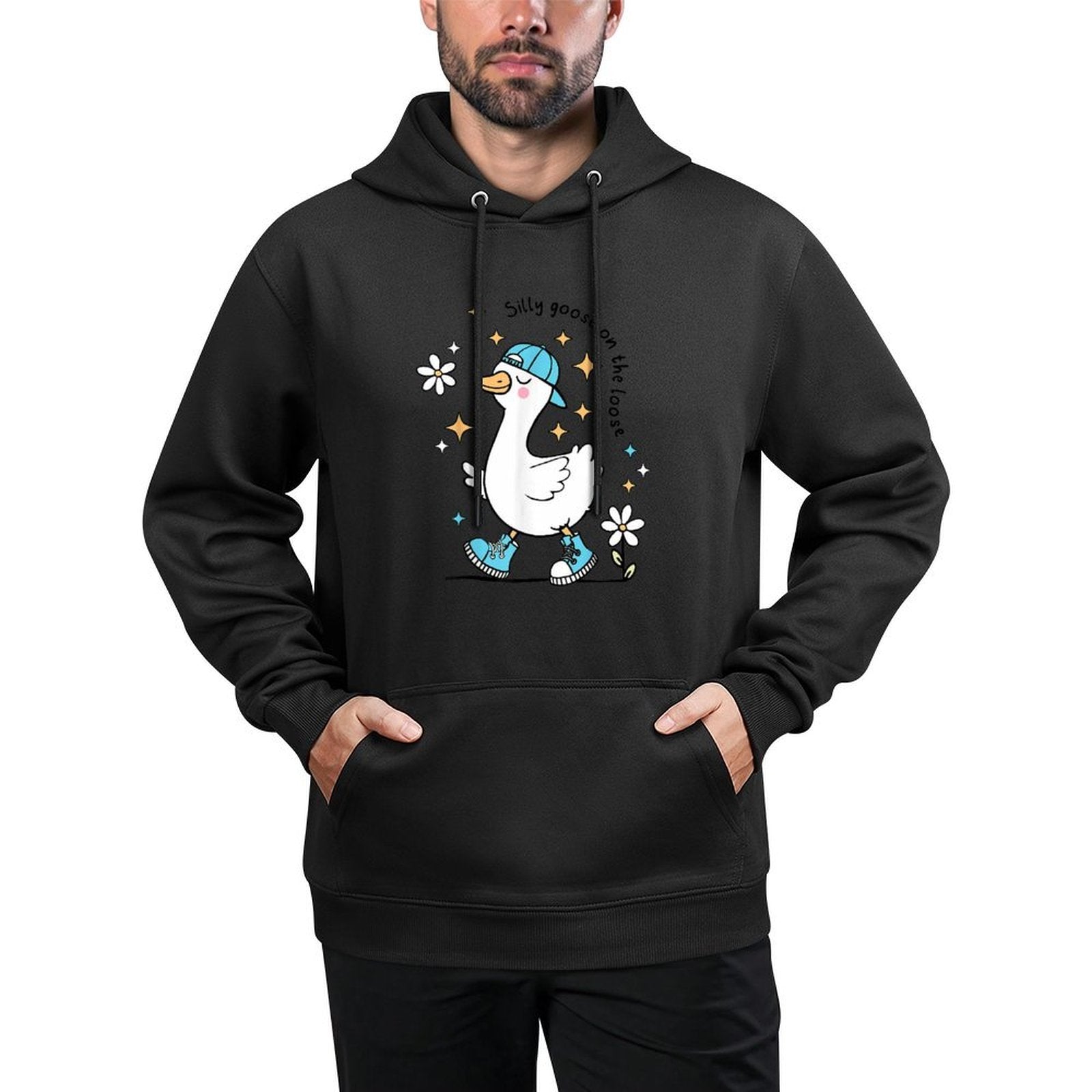 Silly Goose On The Loose Cute Goose Aesthetic Trendy Meme Durable Construction Hoodie