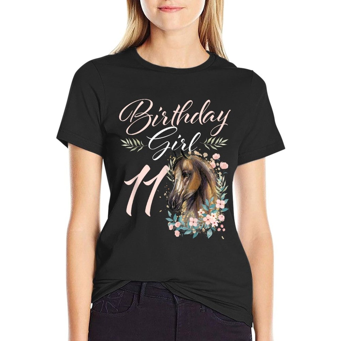 11th Birthday Girl Horse Lover 11 Years Old Bday Slim-fit Cut T-Shirt