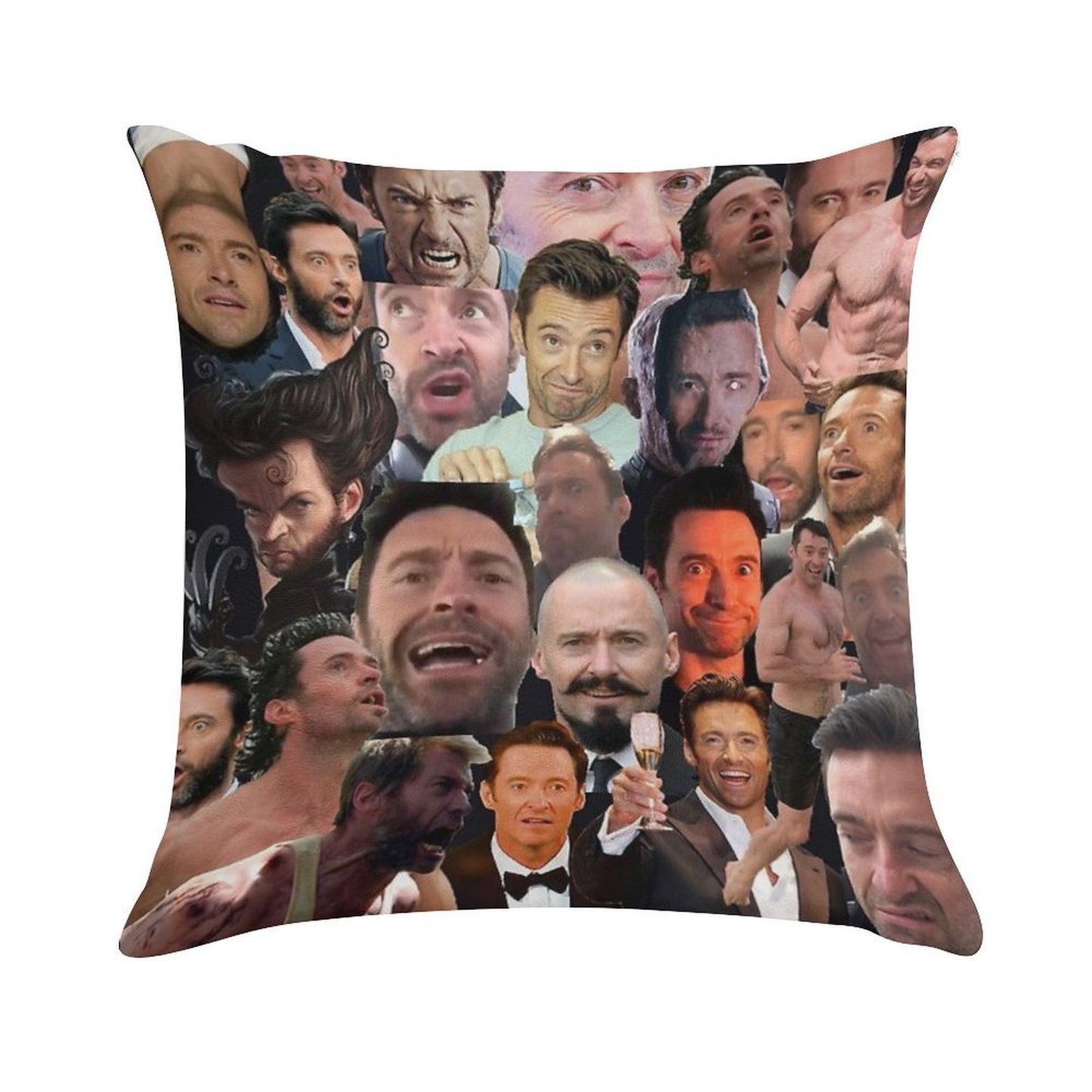 Hugh Jackman's Many Faces Soft Style Accent Throw Pillow