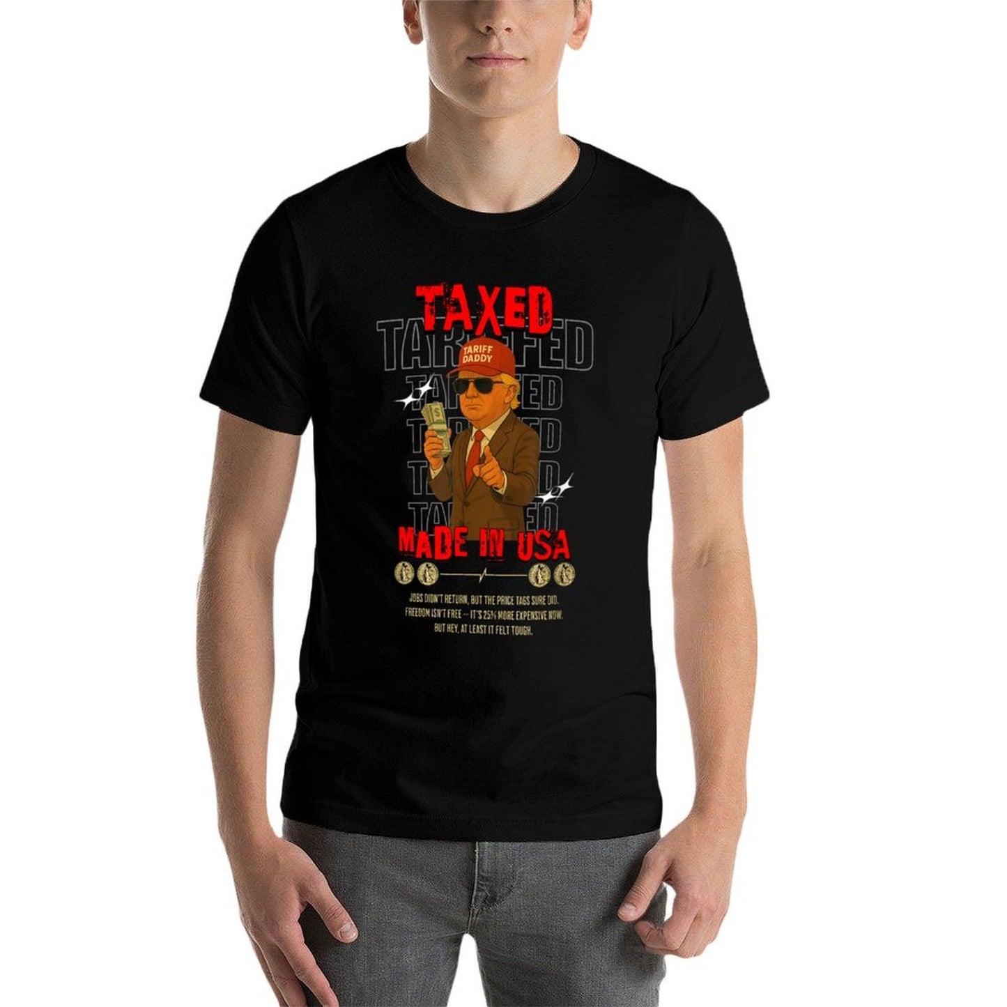 Tariff Daddy Funny Trump Design – Political Meme About Tarif Polyester Blend T-Shirt