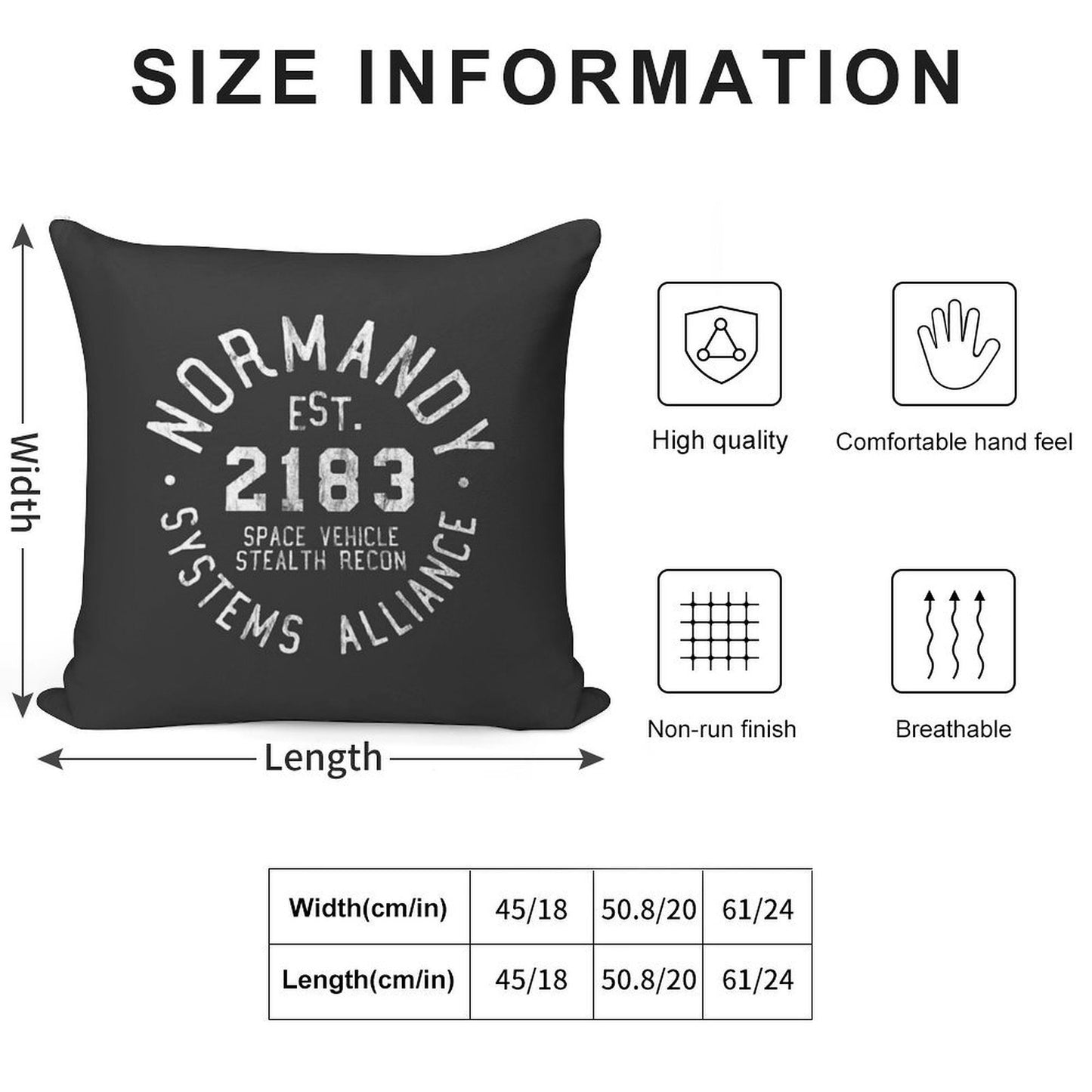 SSV Normandy Athletic Shirt Mass Effect Athletic Style White Print Soft Ultra-Soft Texture Throw Pillow