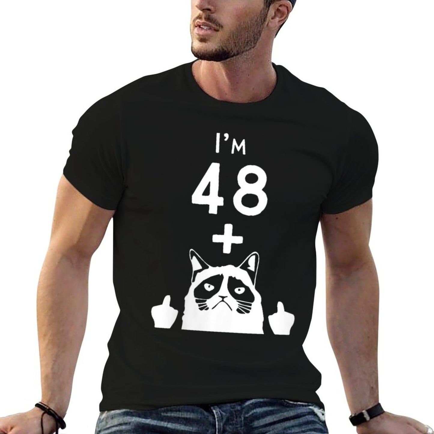 Womens Funny Cat 50th Birthday Gift High-quality Stitching T-Shirt
