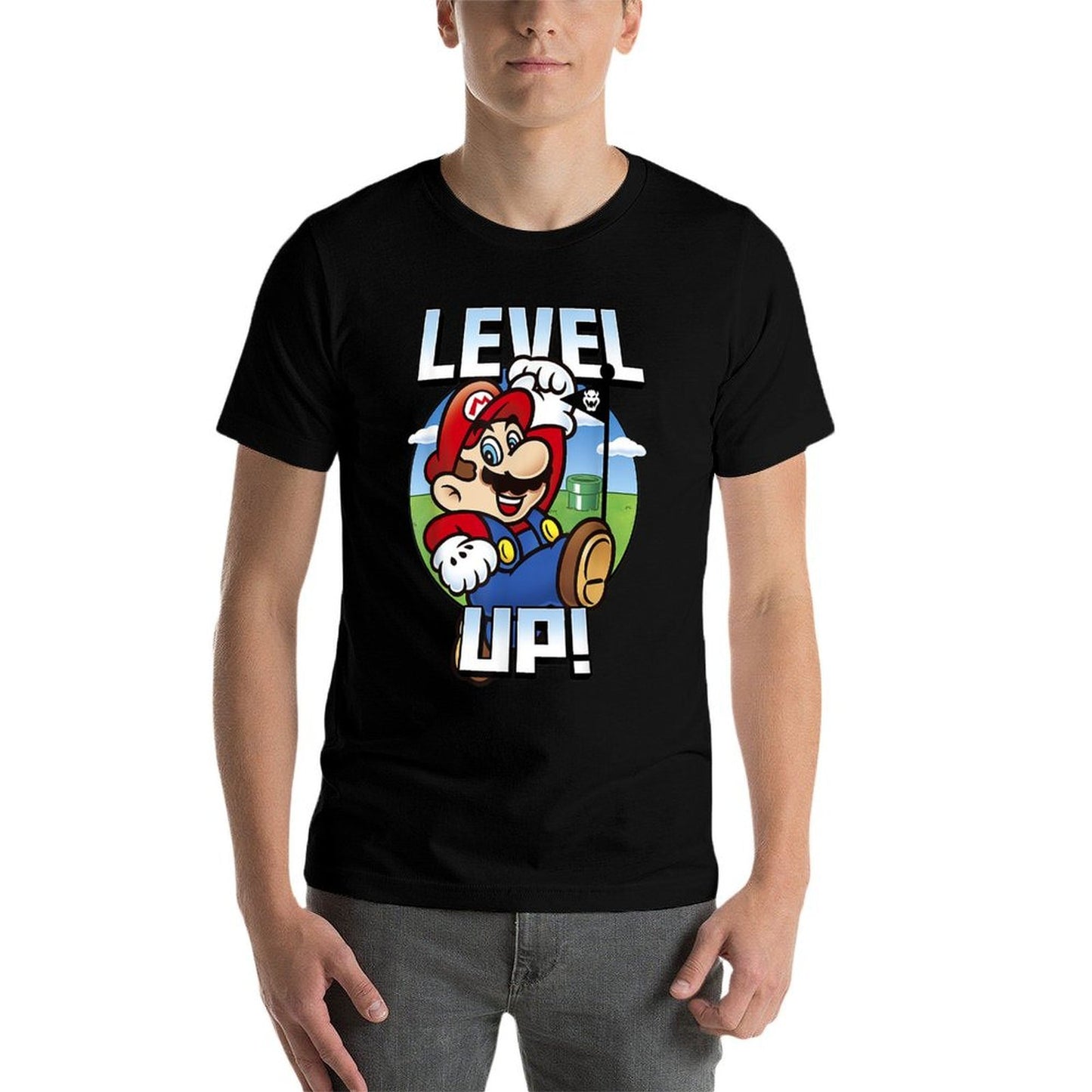Super Mario Level Up Bowser Portrait Graphic Tagless Design T-Shirt