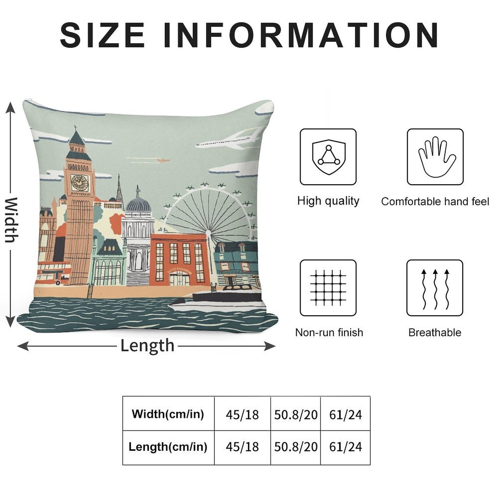London Soft Fade-Resistant Throw Pillow