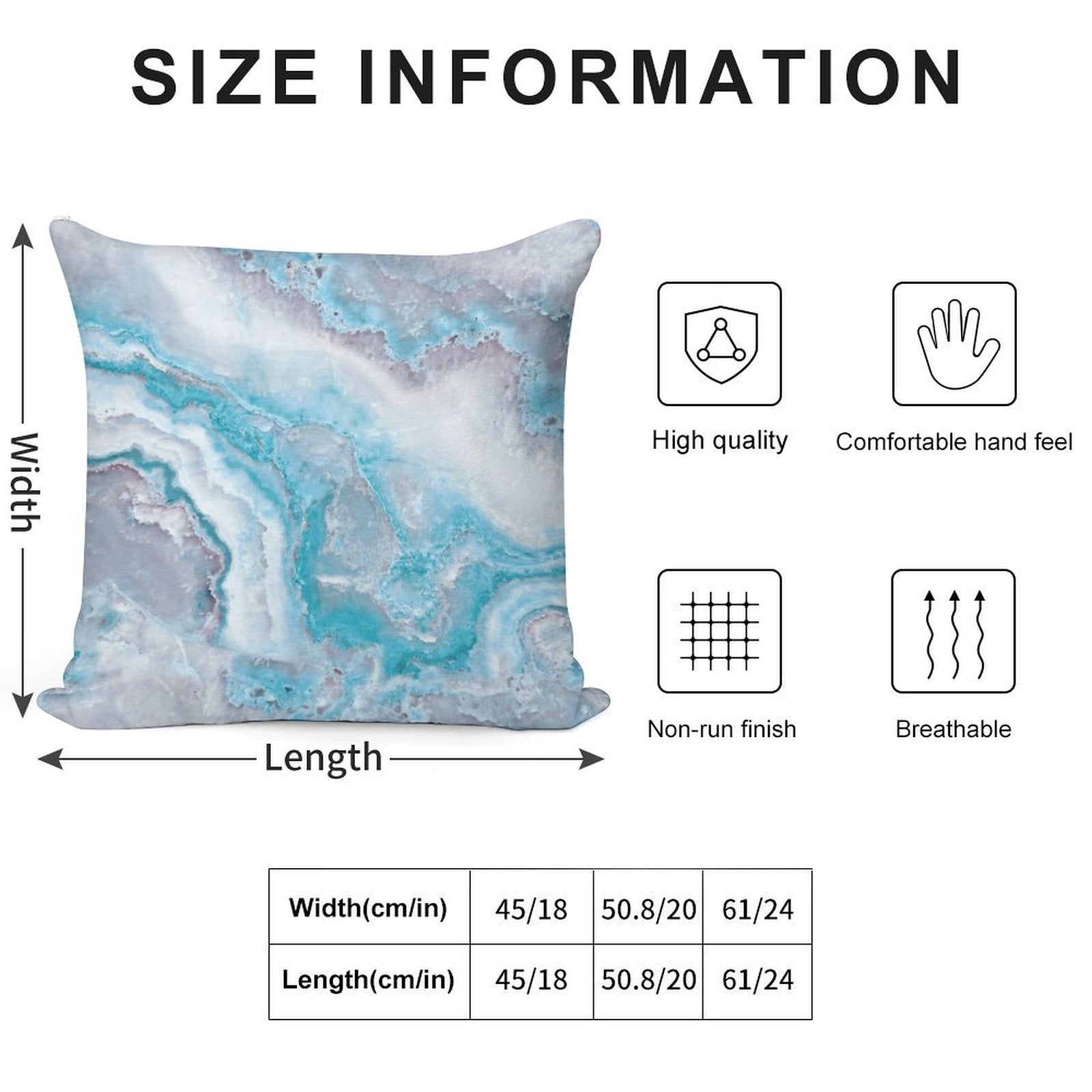 Luxury Mermaid Blue Faux Agate Marble Geode Gem Soft Easy Maintenance Throw Pillow