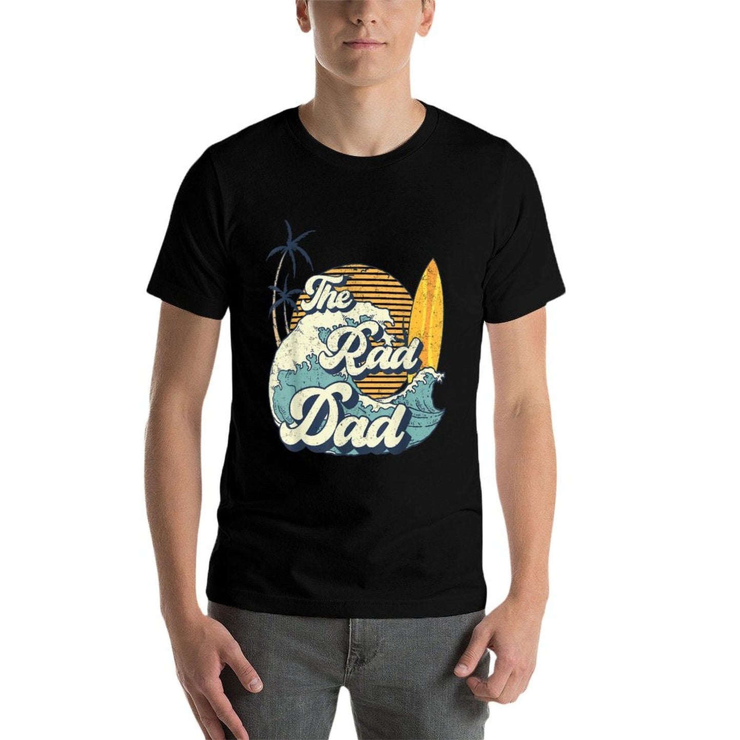 The Rad Dad Big One Surf Birthday Decorations For Daddy Papa Soft T-Shirt