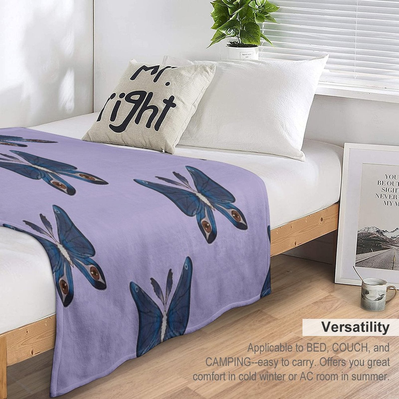 Purple Moth Shrink-resistant Throw Blanket