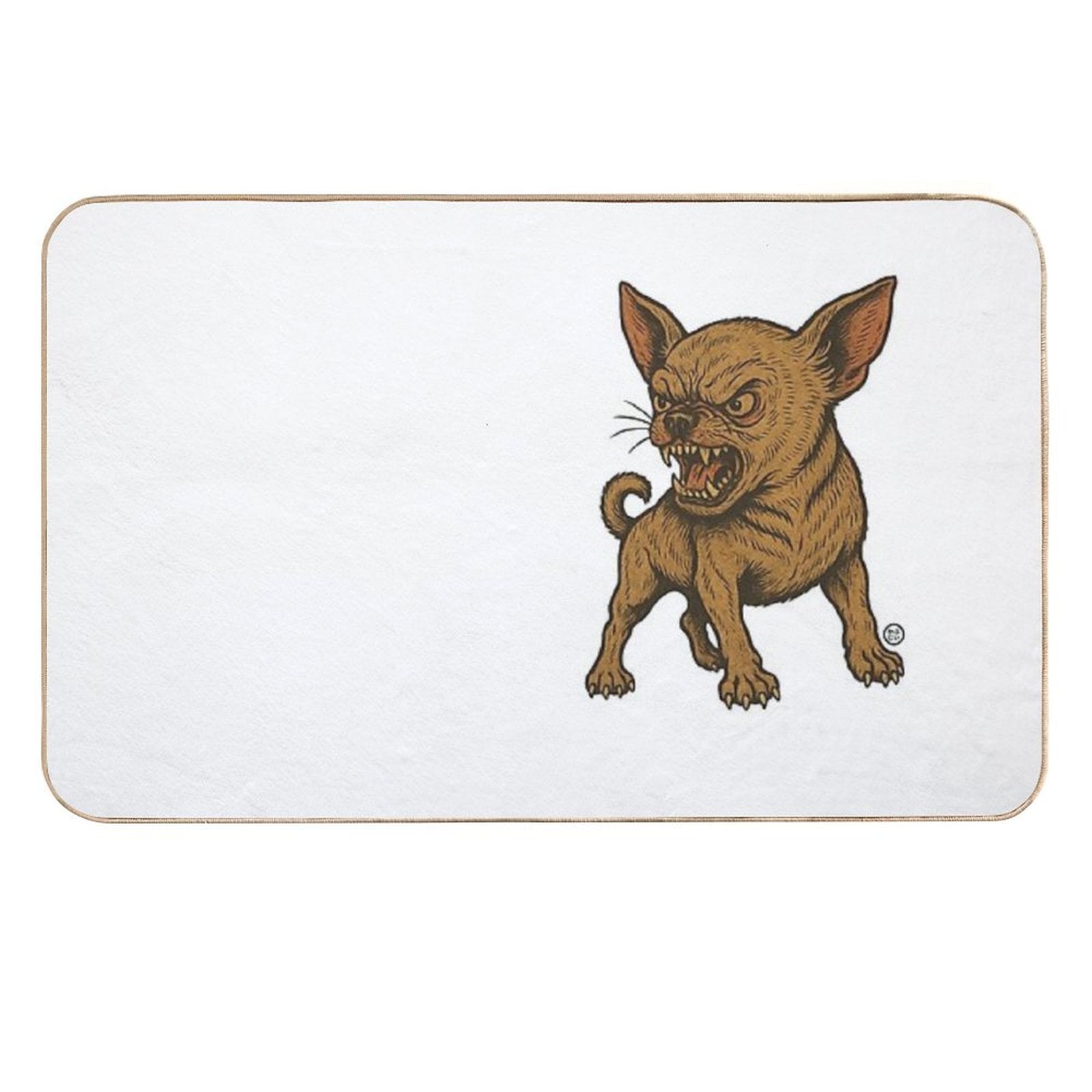 Fearless Japanese Style Angry Chihuahua - No Fear Vintage Japanese Yokai Style  High-Traffic Bath Mat