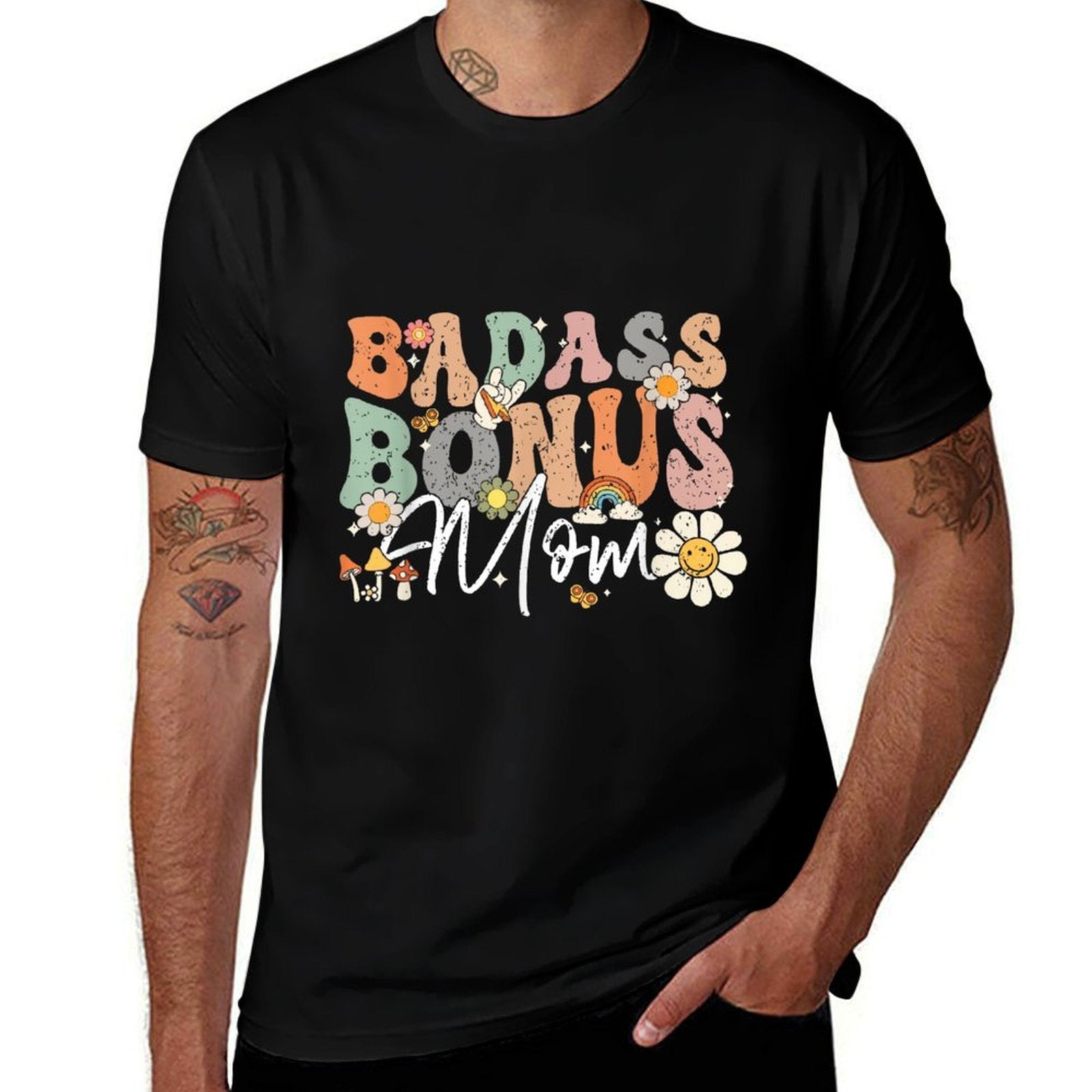 Badass Bonus Mom Funny Step Mom Mother's Day  Eco-friendly Material T-Shirt