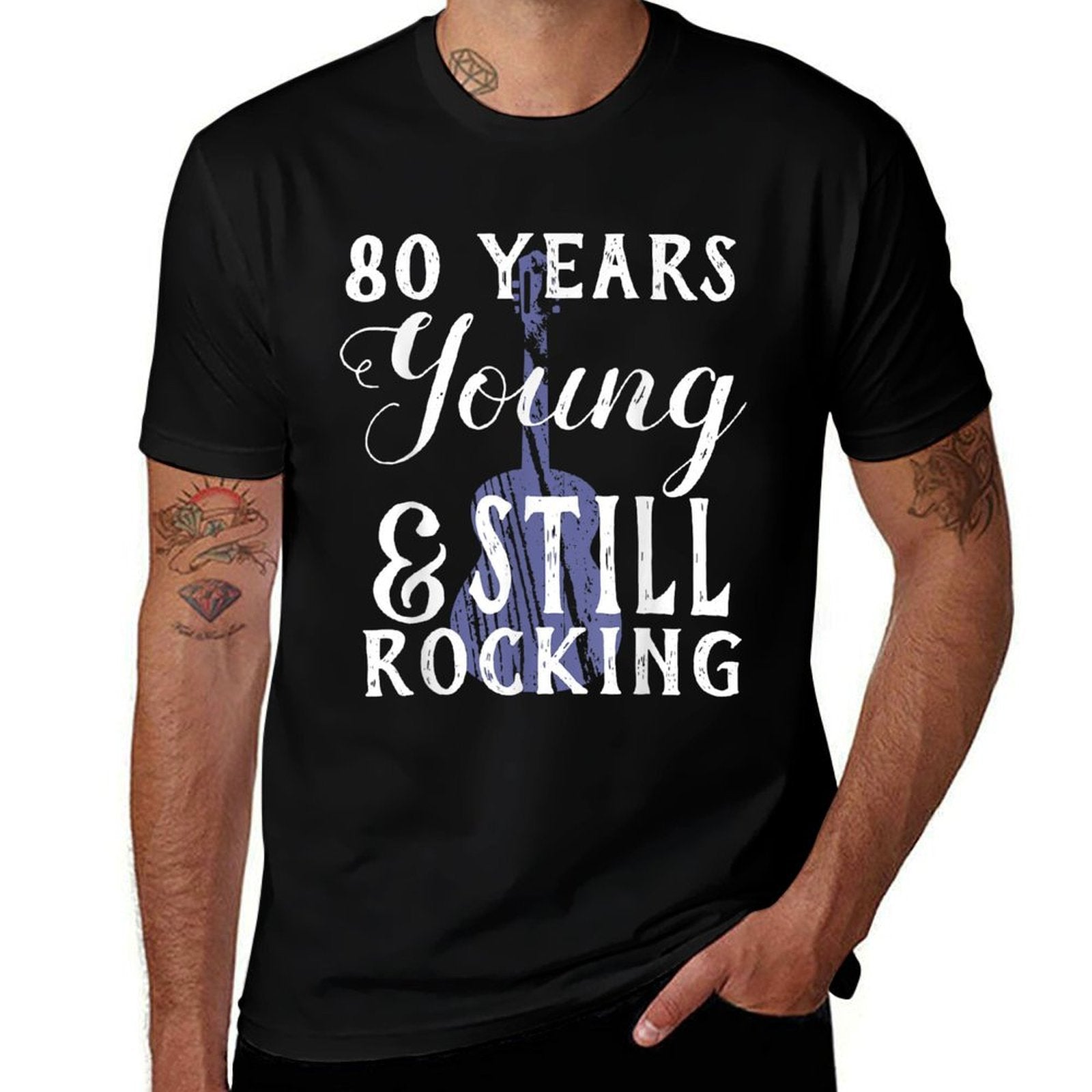 80 Years Old Still Rocking Guitar for 80th Birthday  Eco-friendly Material T-Shirt