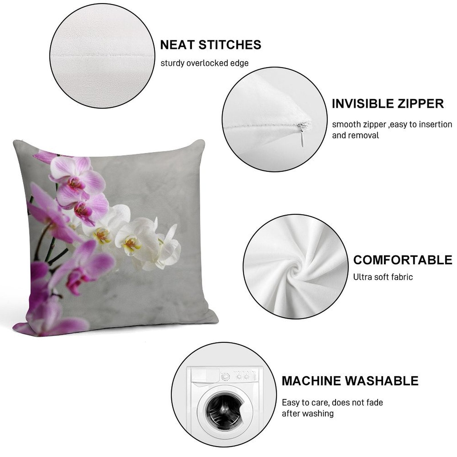 Beautiful Orchids Soft Style Accent Throw Pillow