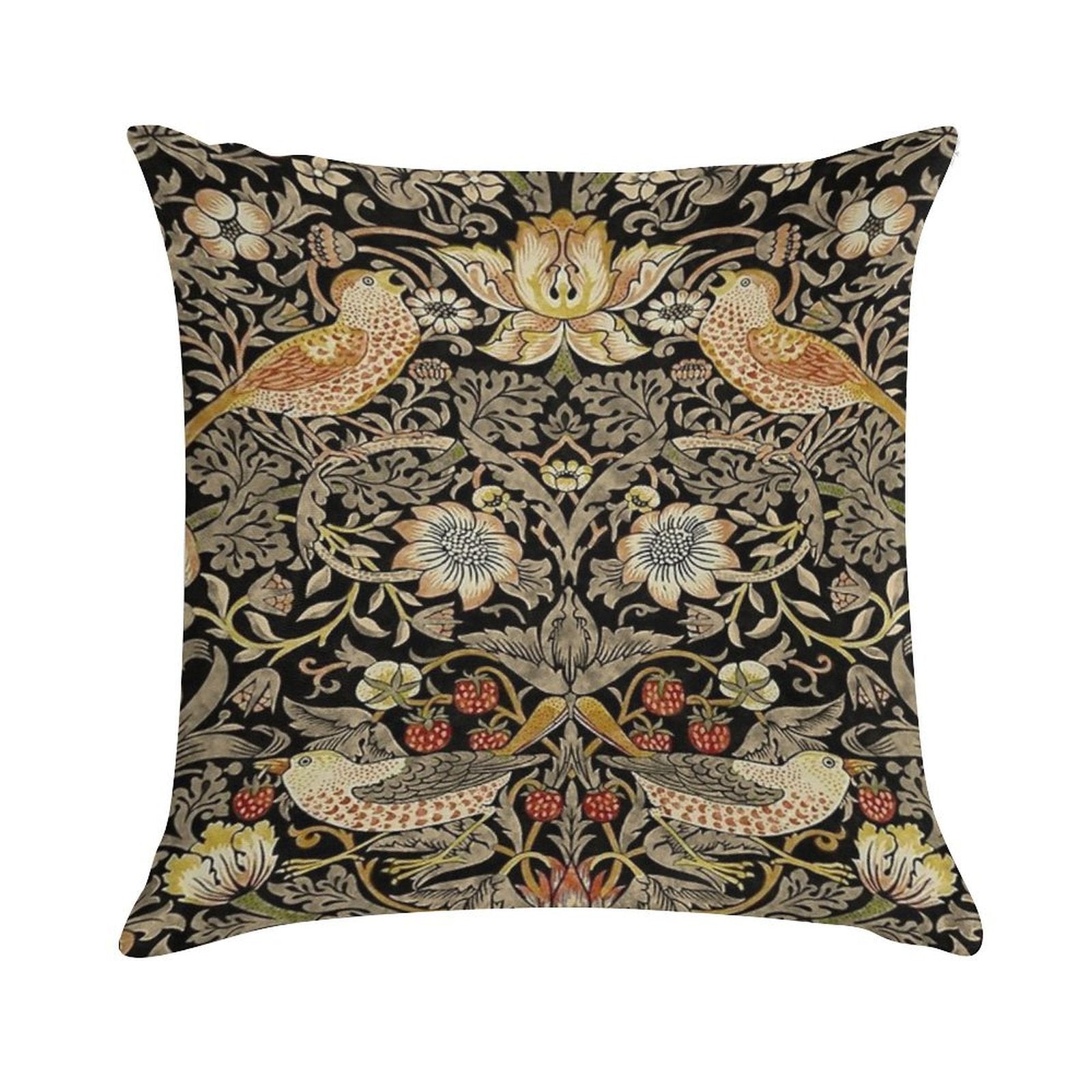 William Morris- Strawberry Thief Design Soft Reinforced Edging Throw Pillow