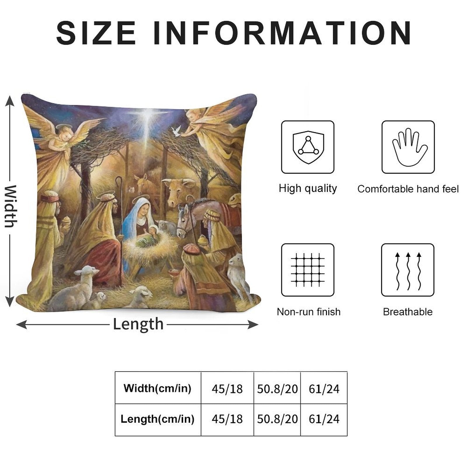Christian Christmas Nativity Soft Multiple Sizes Throw Pillow