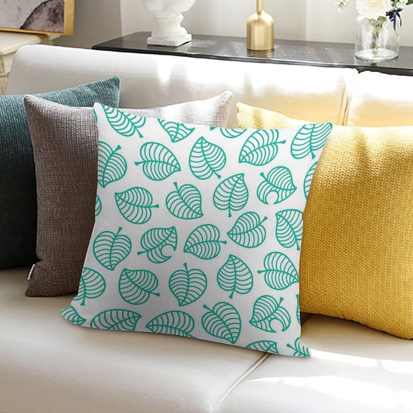 Tanuki Leaf Soft Easy Maintenance Throw Pillow