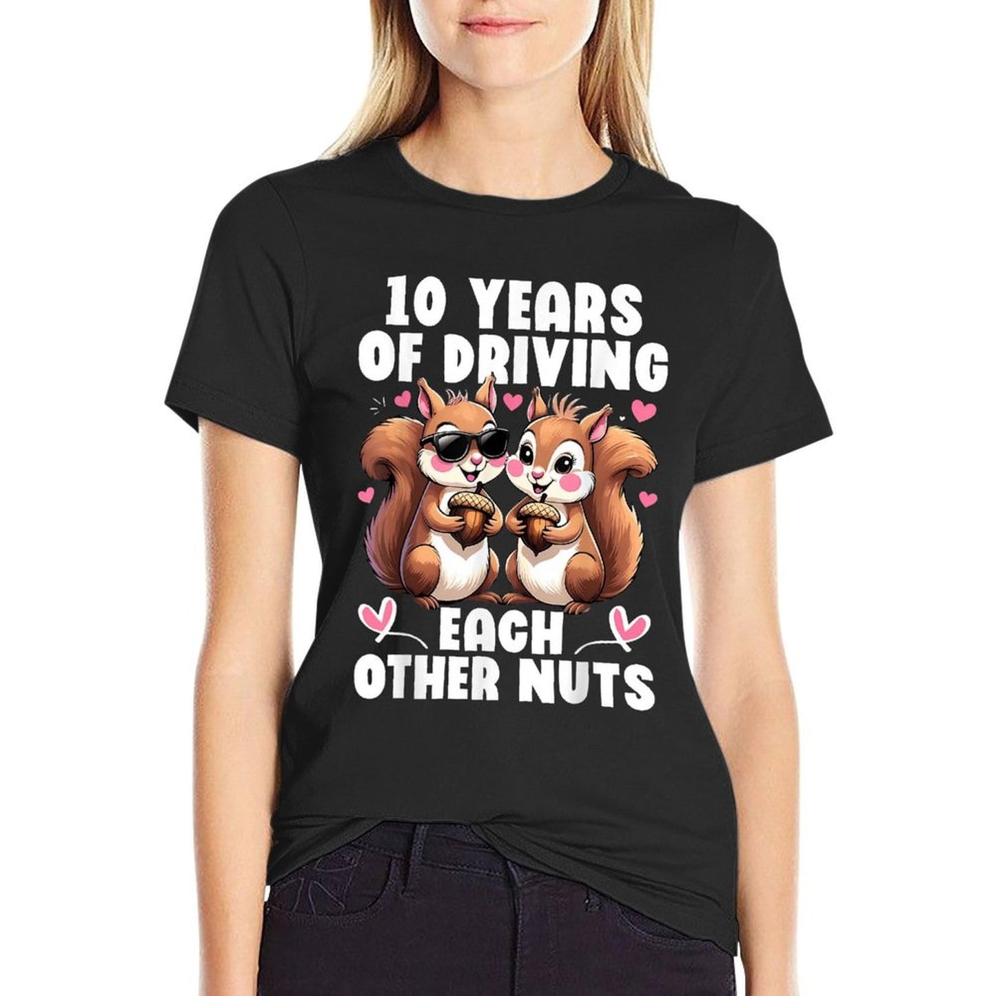 10 Years Driving Each Other Nuts Squirrel Couple Anniversary Moisture-wicking T-Shirt
