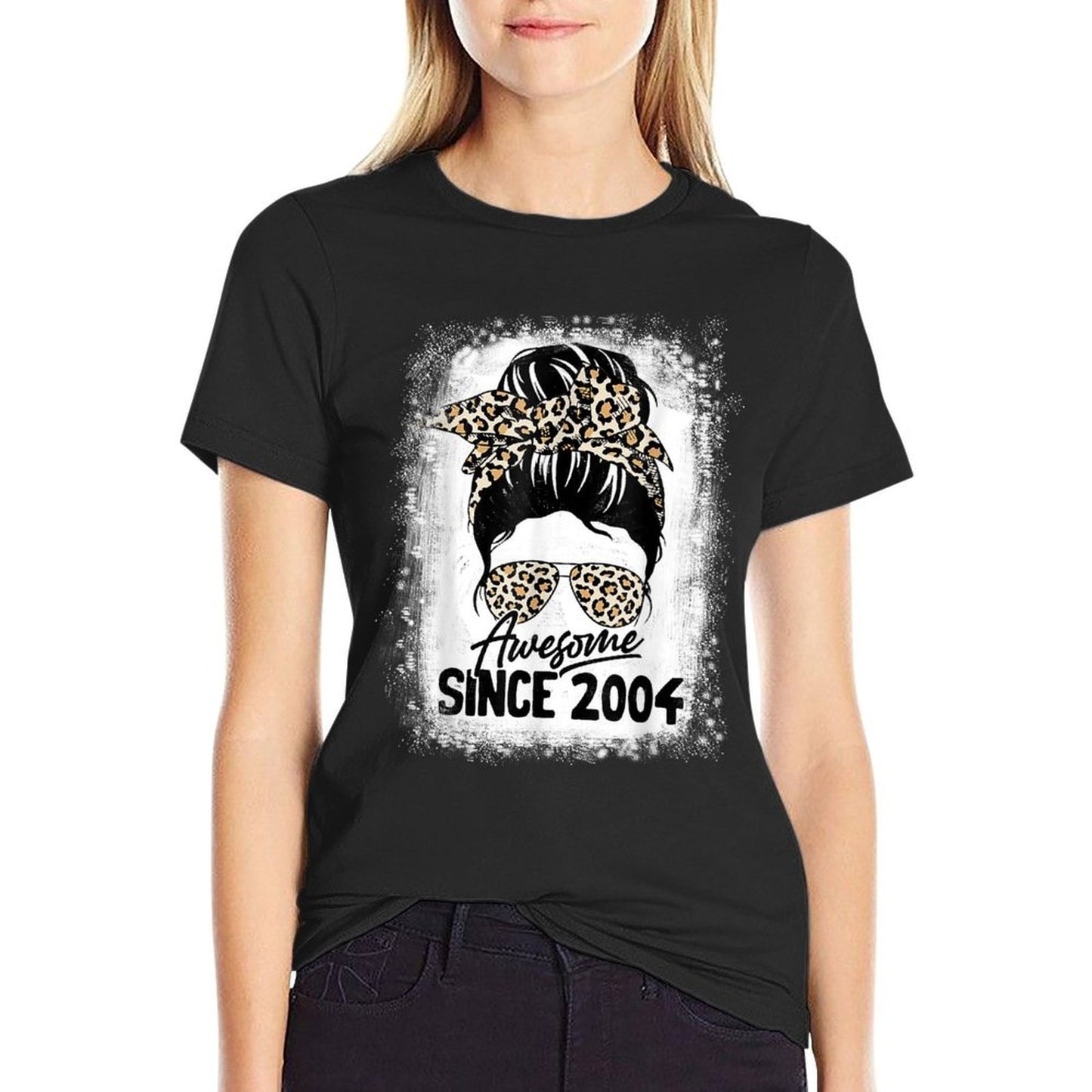 18 Years Old Awesome Since 2004 Leopard 18th Birthday Summer-ready Fabric T-Shirt