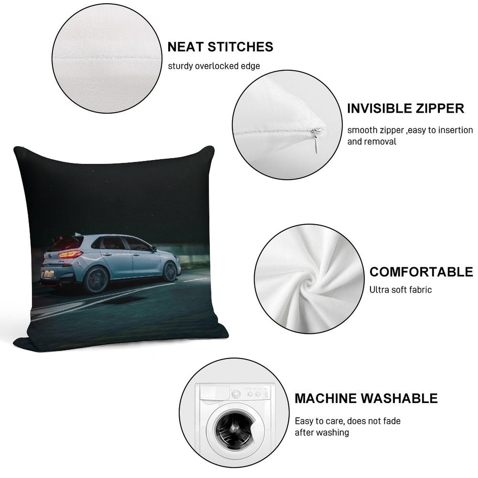Hyundai I30N Soft Skin-Friendly Throw Pillow